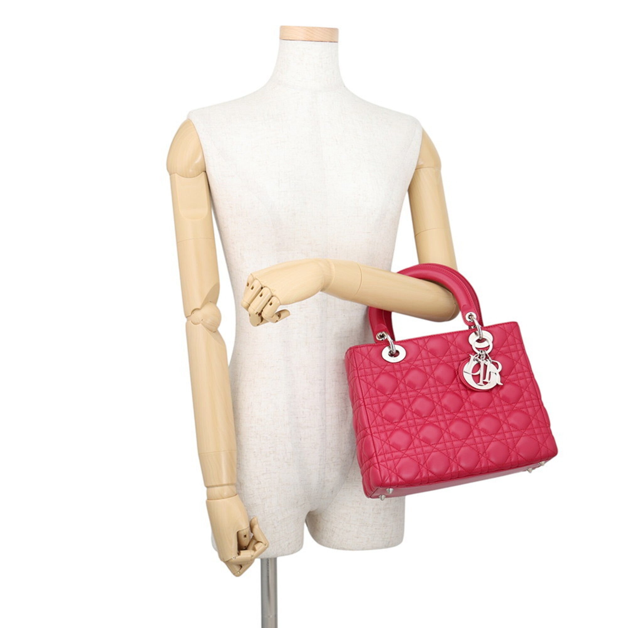 Christian Dior Lady Dior Pink Leather Handbag (Pre-Owned)