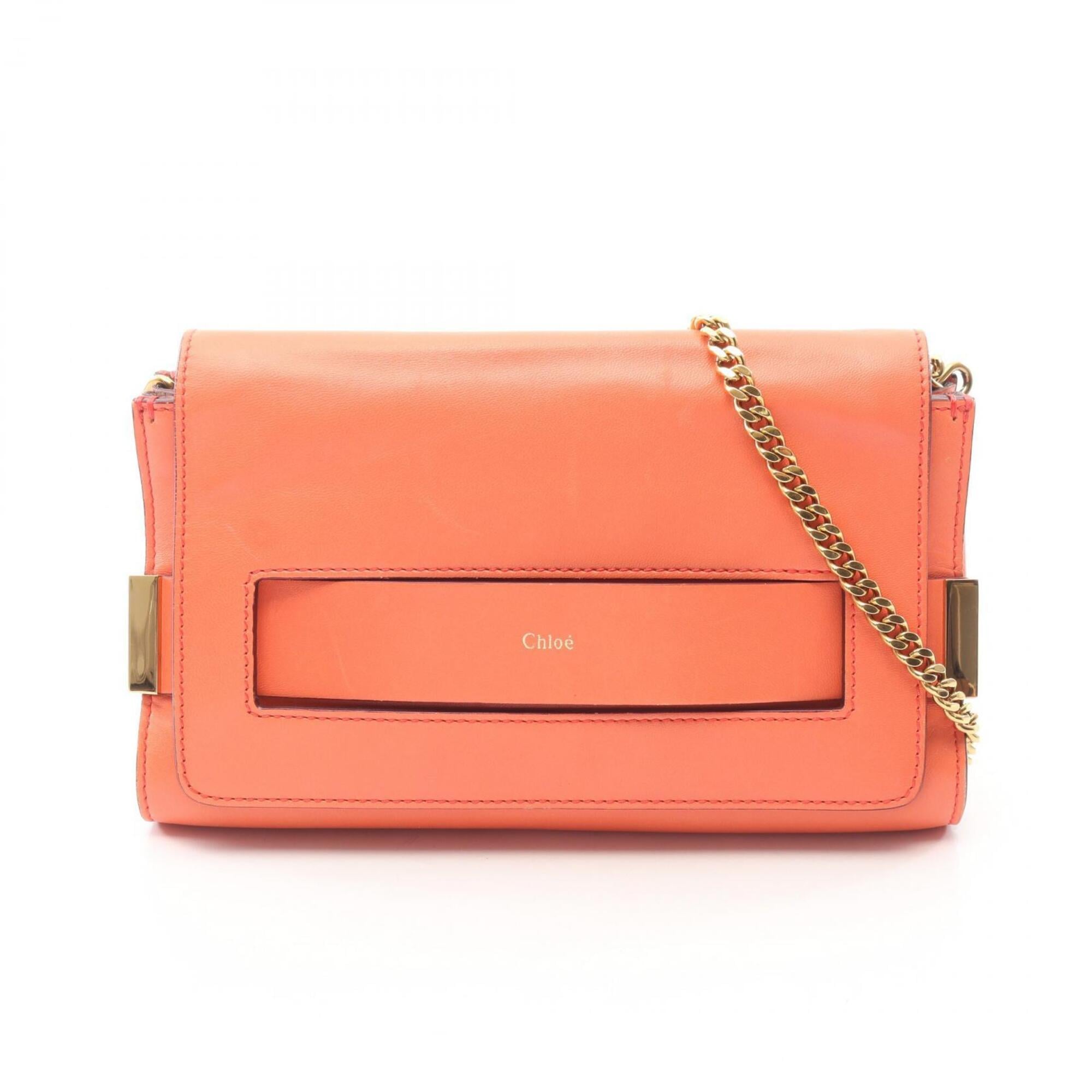 Chloé Orange Leather Handbag Shoulder Bag (Pre-Owned)