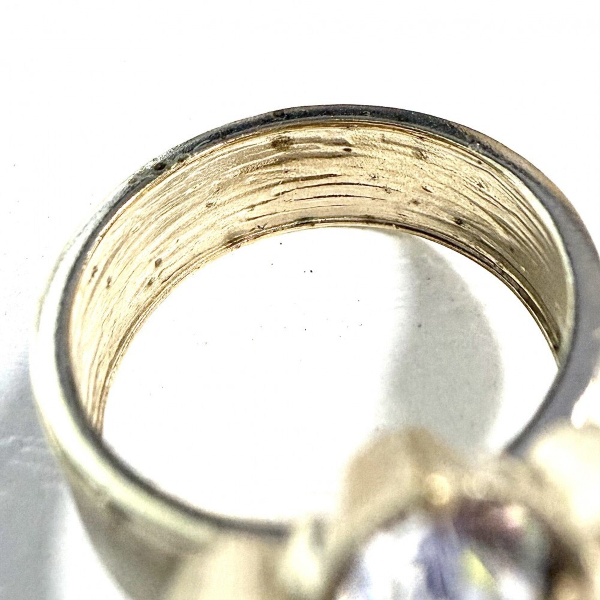 Chanel Gold Plating Rhinestone Band Ring (Pre-Owned)
