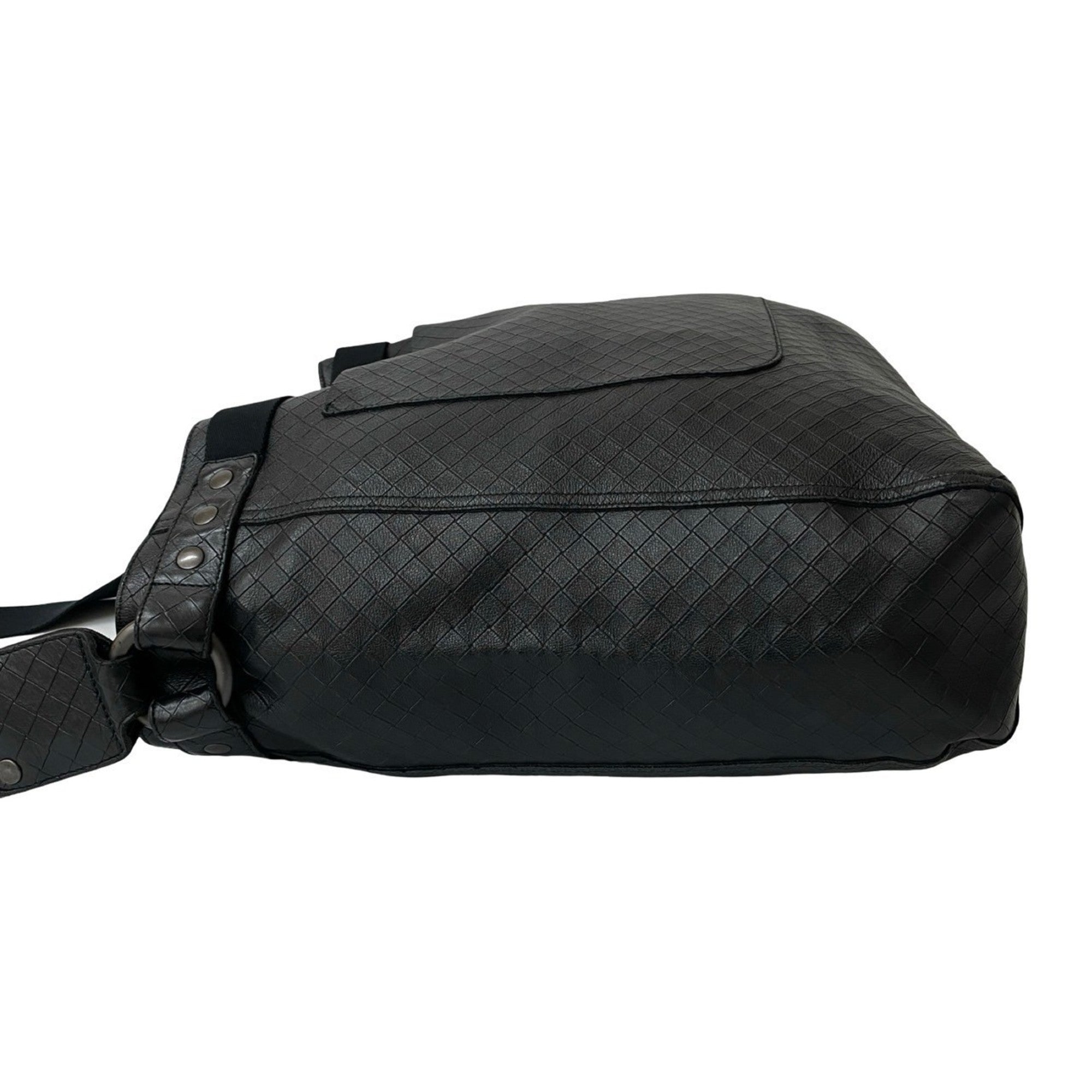 Bottega Veneta Black Leather Shoulder Bag Tote Bag (Pre-Owned)
