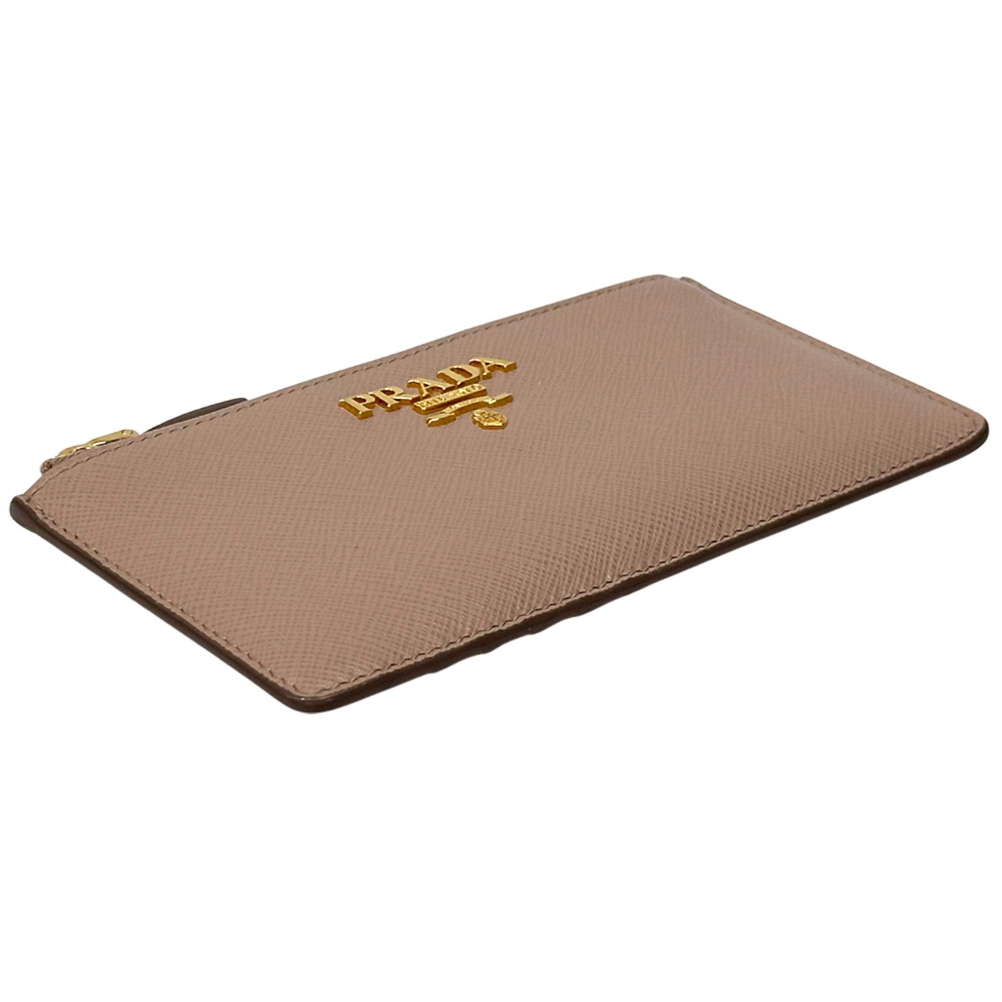 Prada Pink Beige Leather Coin Purse/Coin Case (Pre-Owned)
