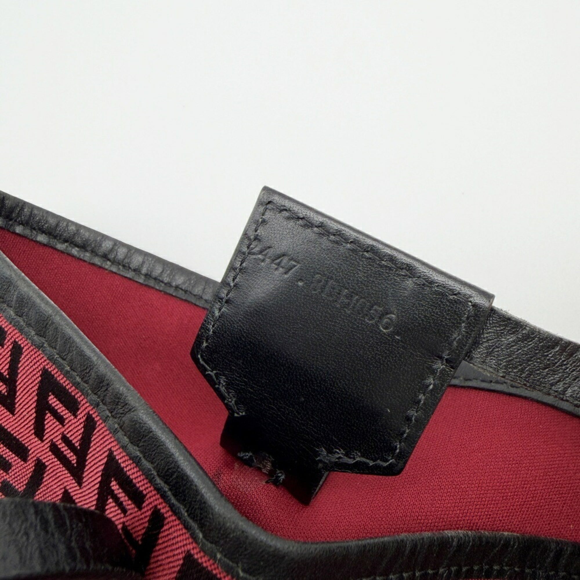 Fendi Black Red Color Canvas Leather Tote Bag (Pre-Owned)