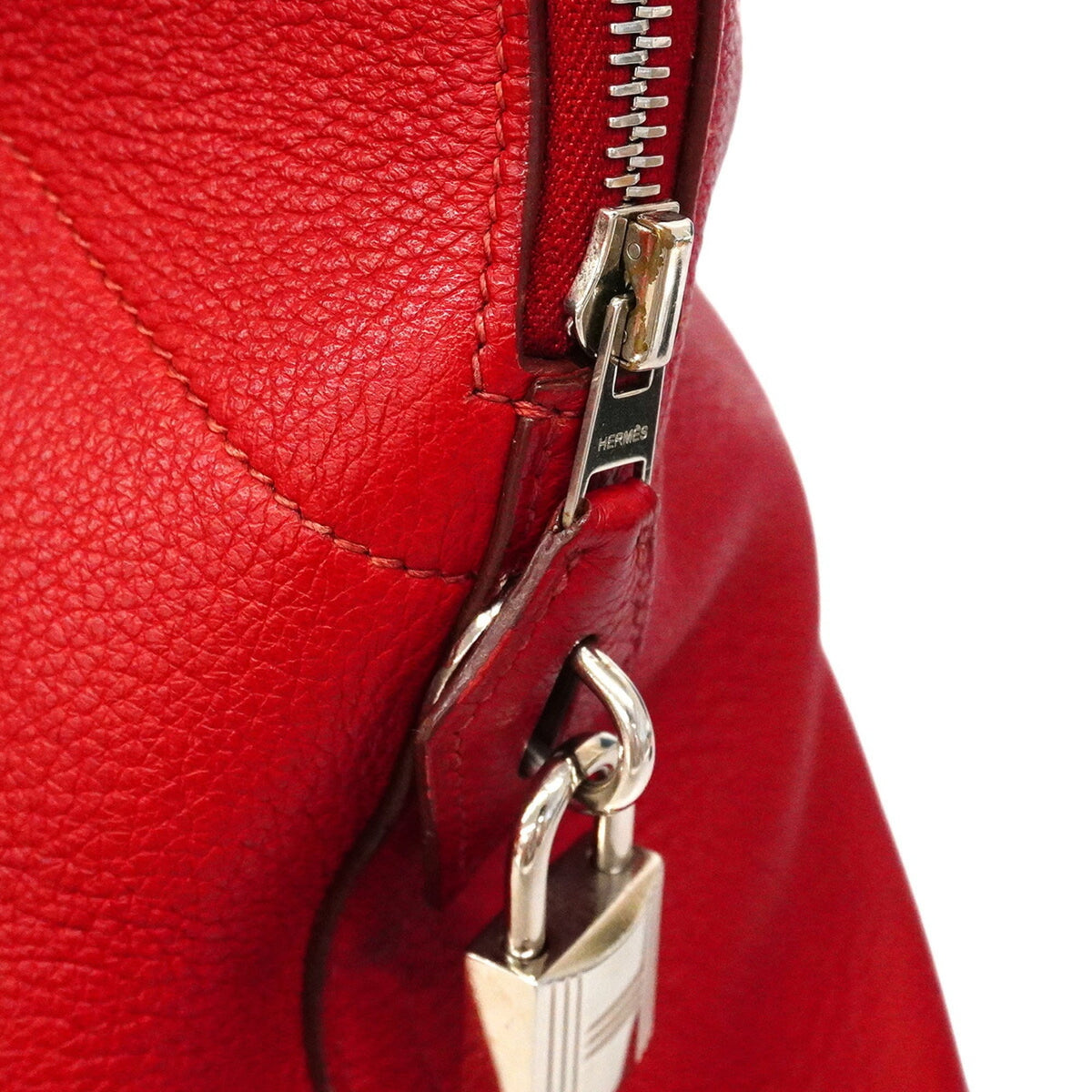 Hermes Rouge Casaque Taurillon Clemence Leather Handbag (Pre-Owned)