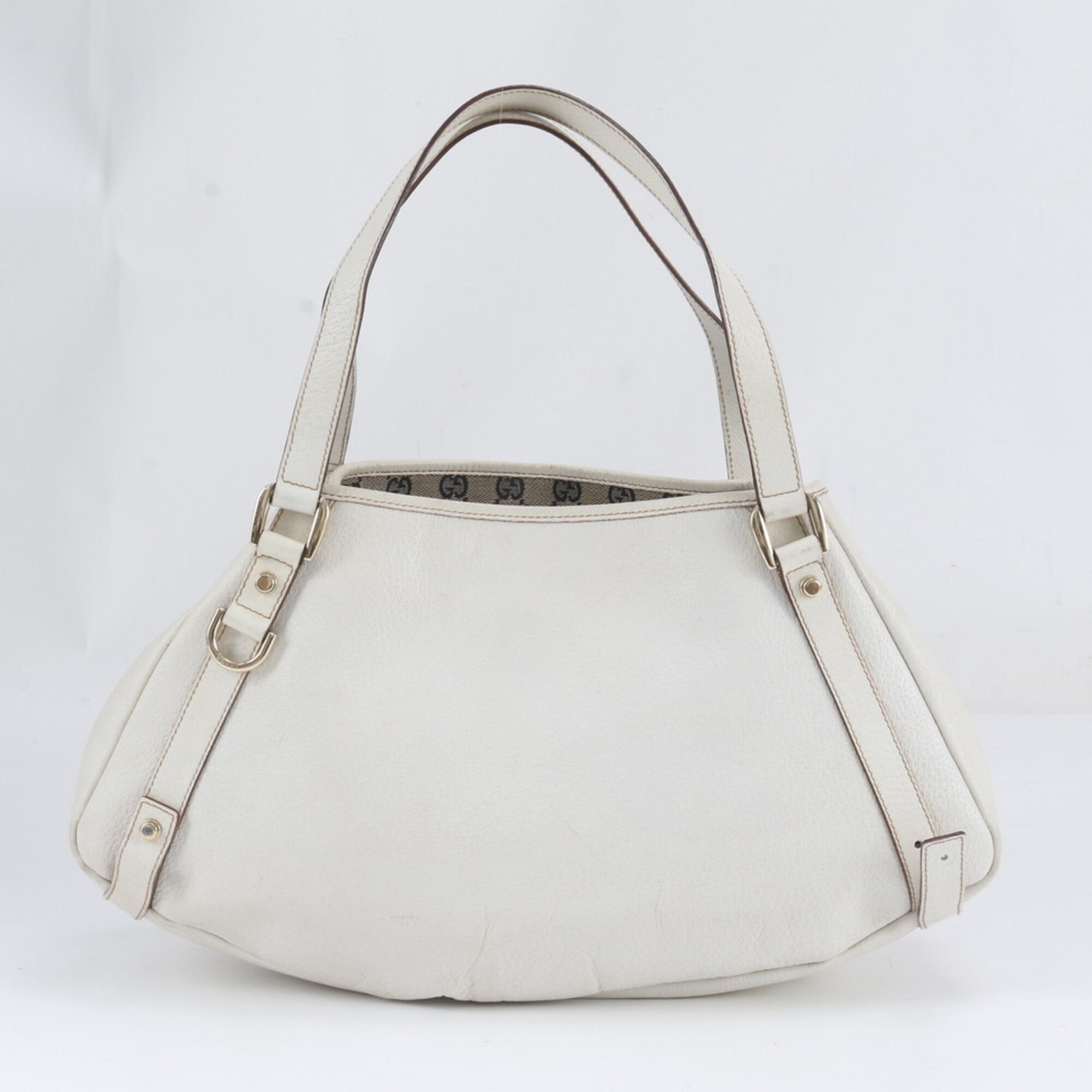 Gucci White Leather Handbag Shoulder Bag Tote Bag (Pre-Owned)