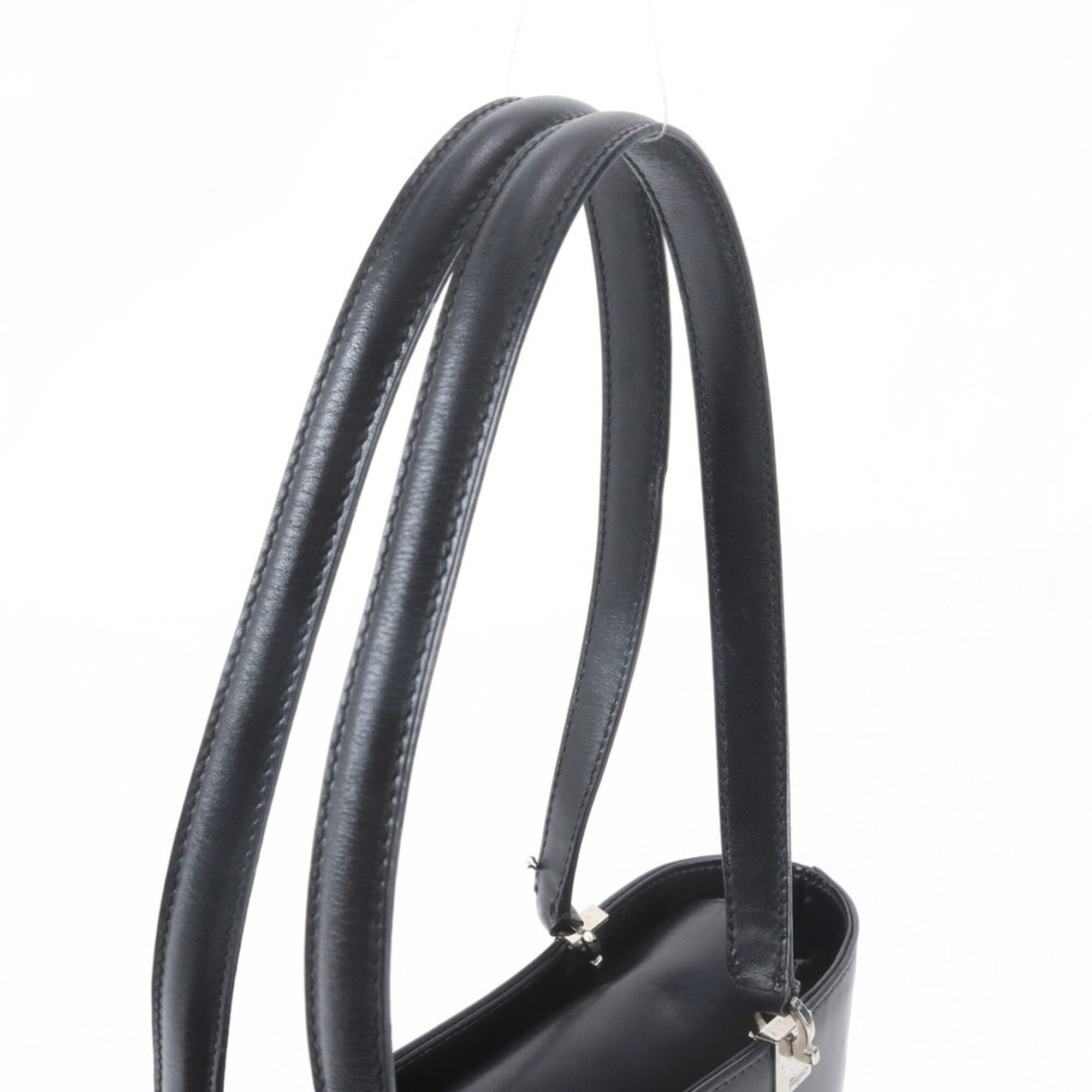 Salvatore Ferragamo Black Leather Handbag Shoulder Bag Tote Bag (Pre-Owned)