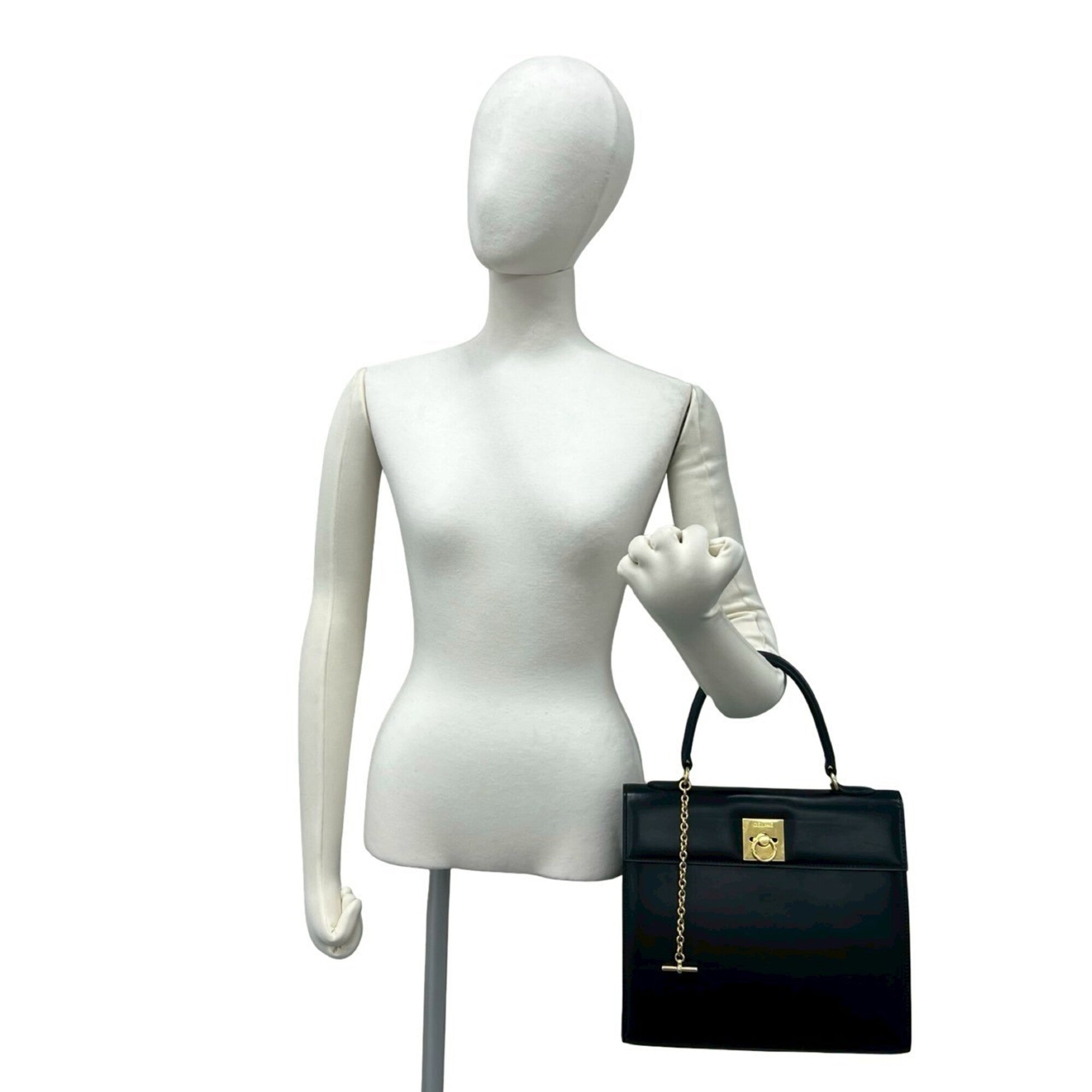 Celine Black Leather Handbag Tote Bag (Pre-Owned)