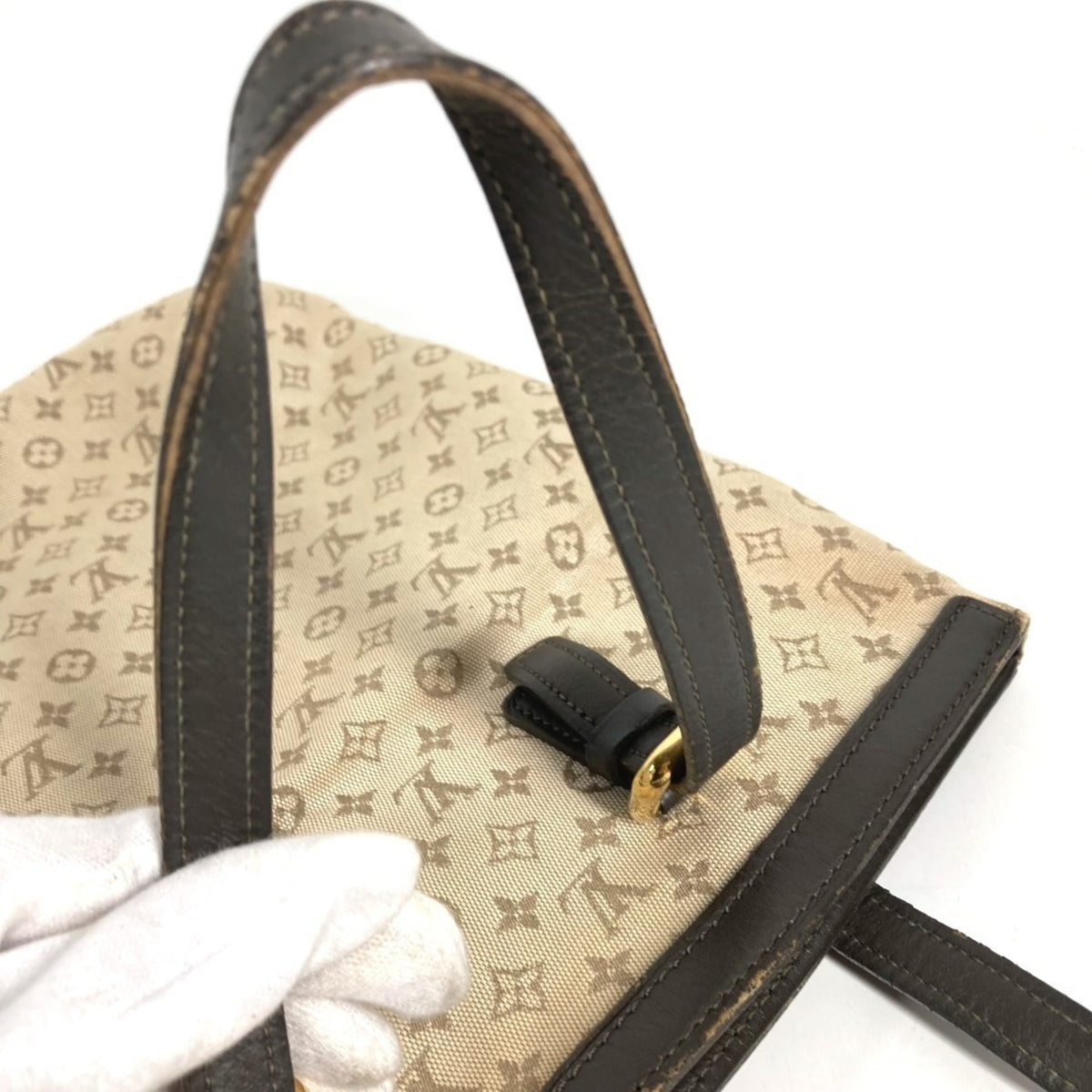 Louis Vuitton Brown Khaki Monogram Mini Handbag Tote Bag (Pre-Owned)