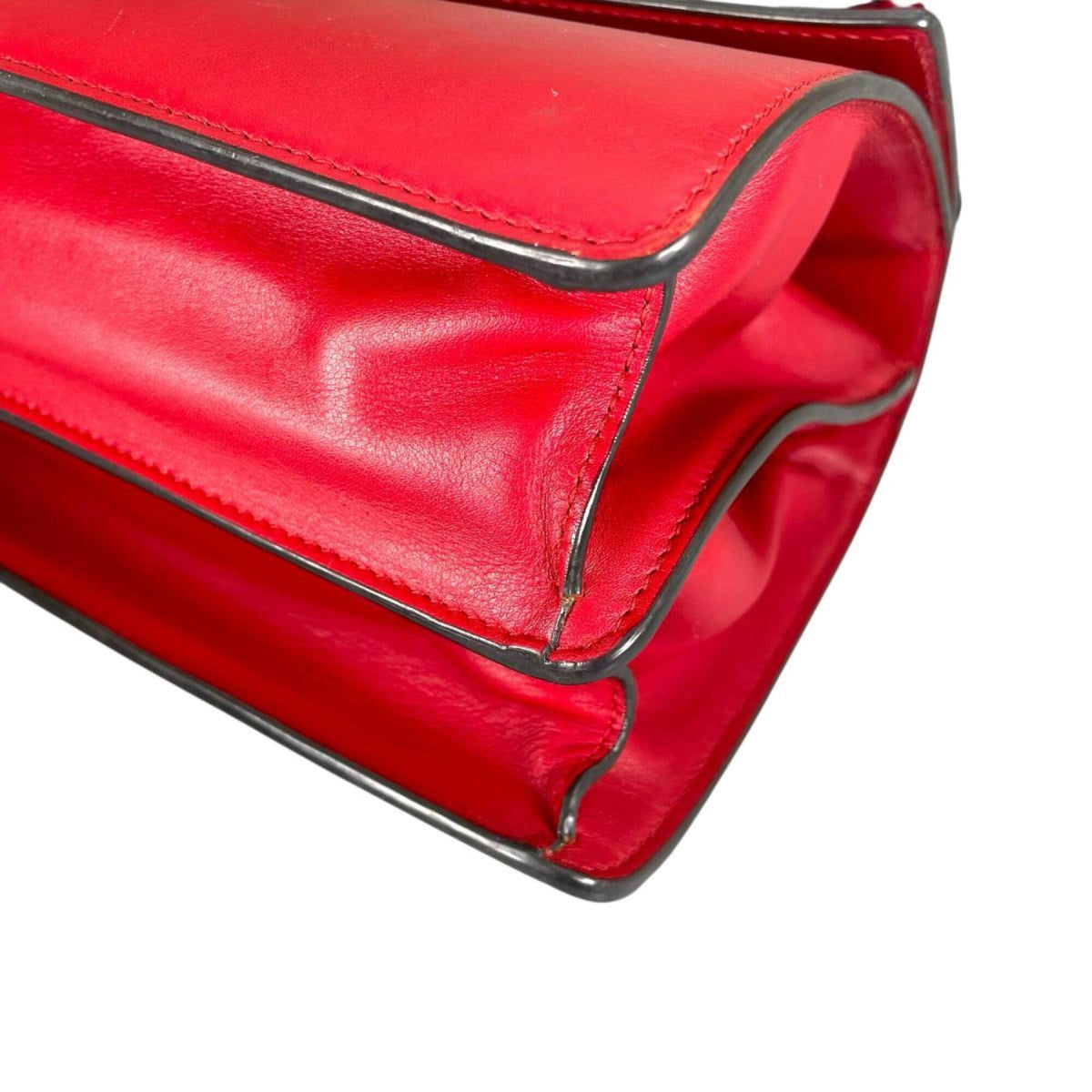 Gucci Red Color Leather Handbag Shoulder Bag (Pre-Owned)