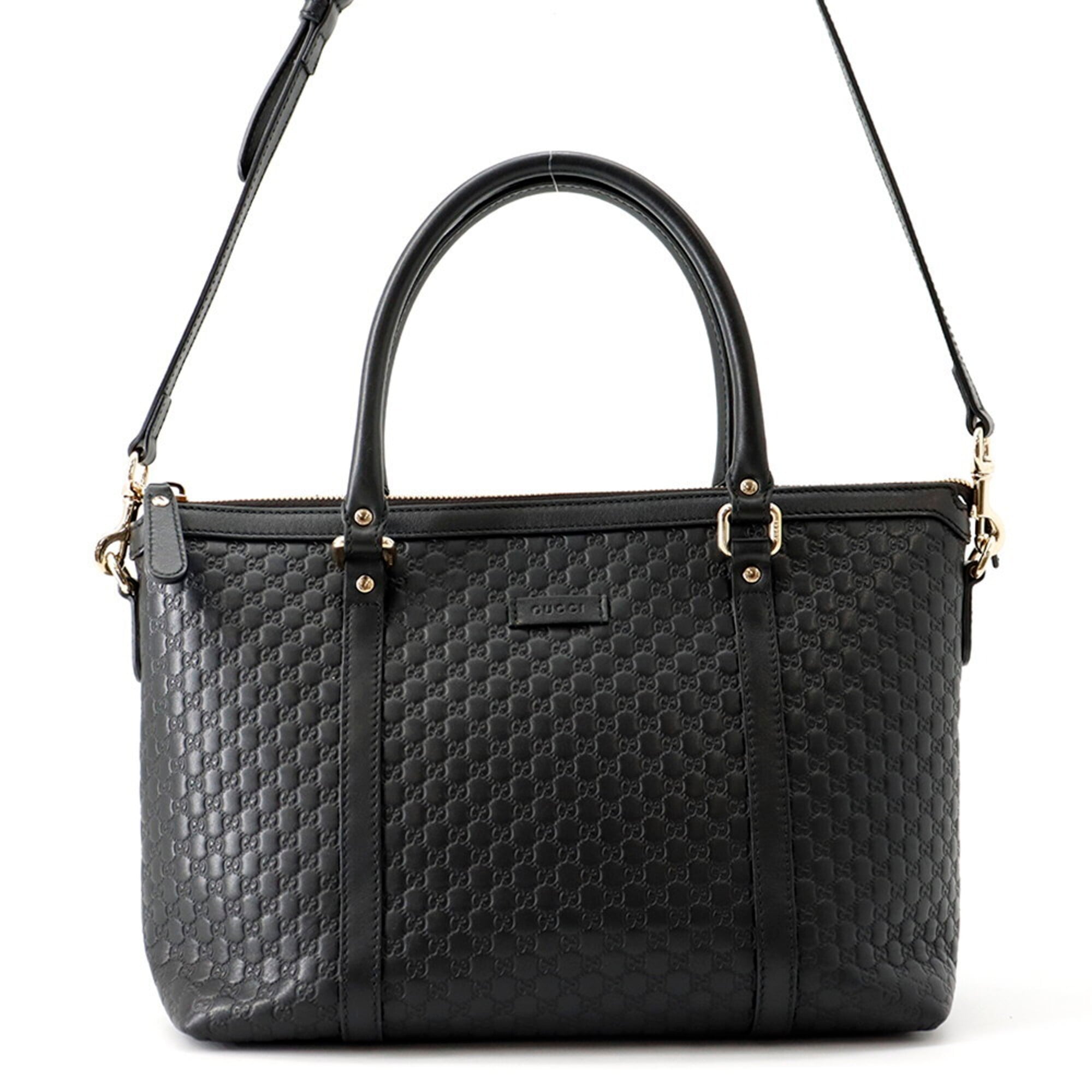 Gucci Black Leather Handbag Shoulder Bag Tote Bag (Pre-Owned)