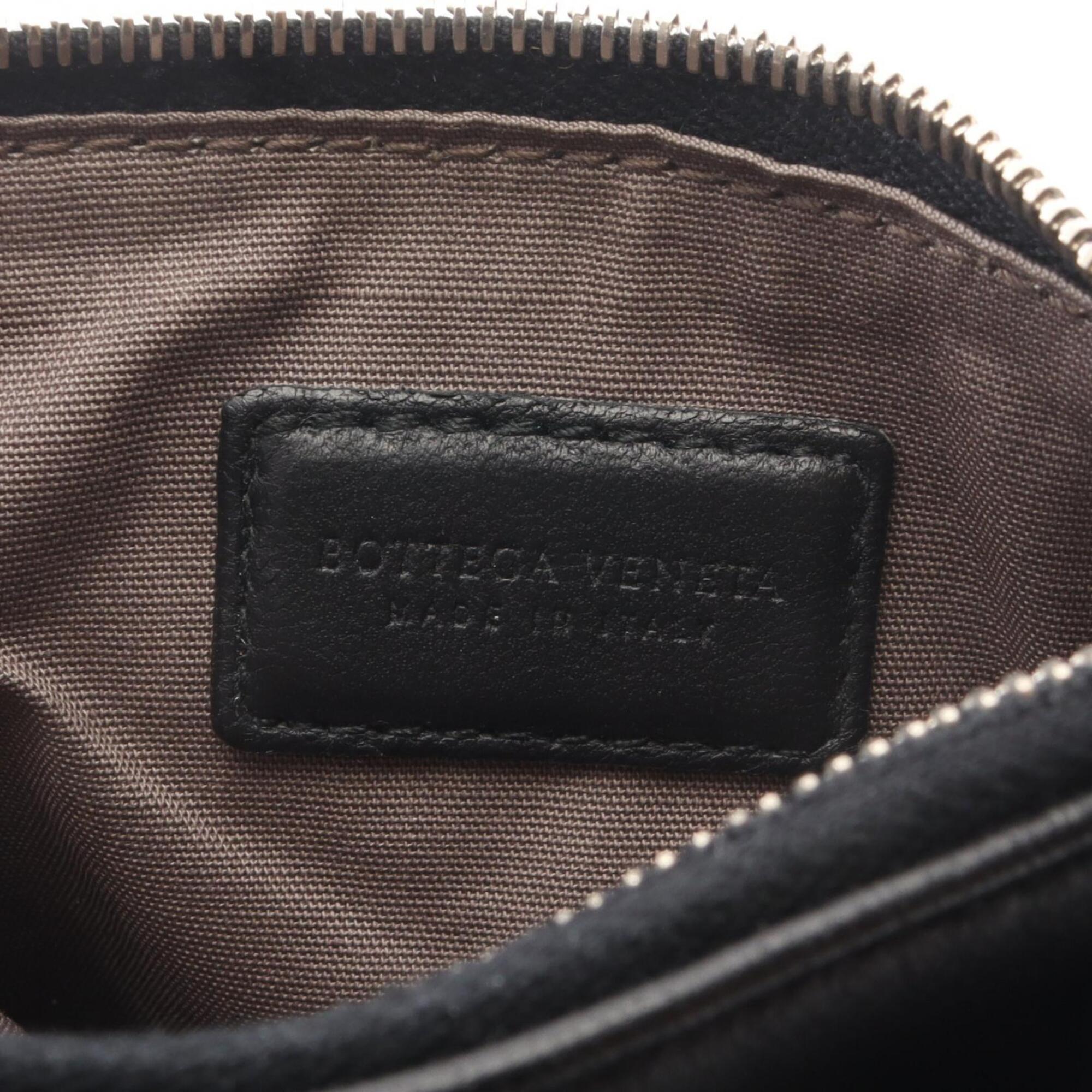 Bottega Veneta Black Leather Coin Purse/Coin Case (Pre-Owned)