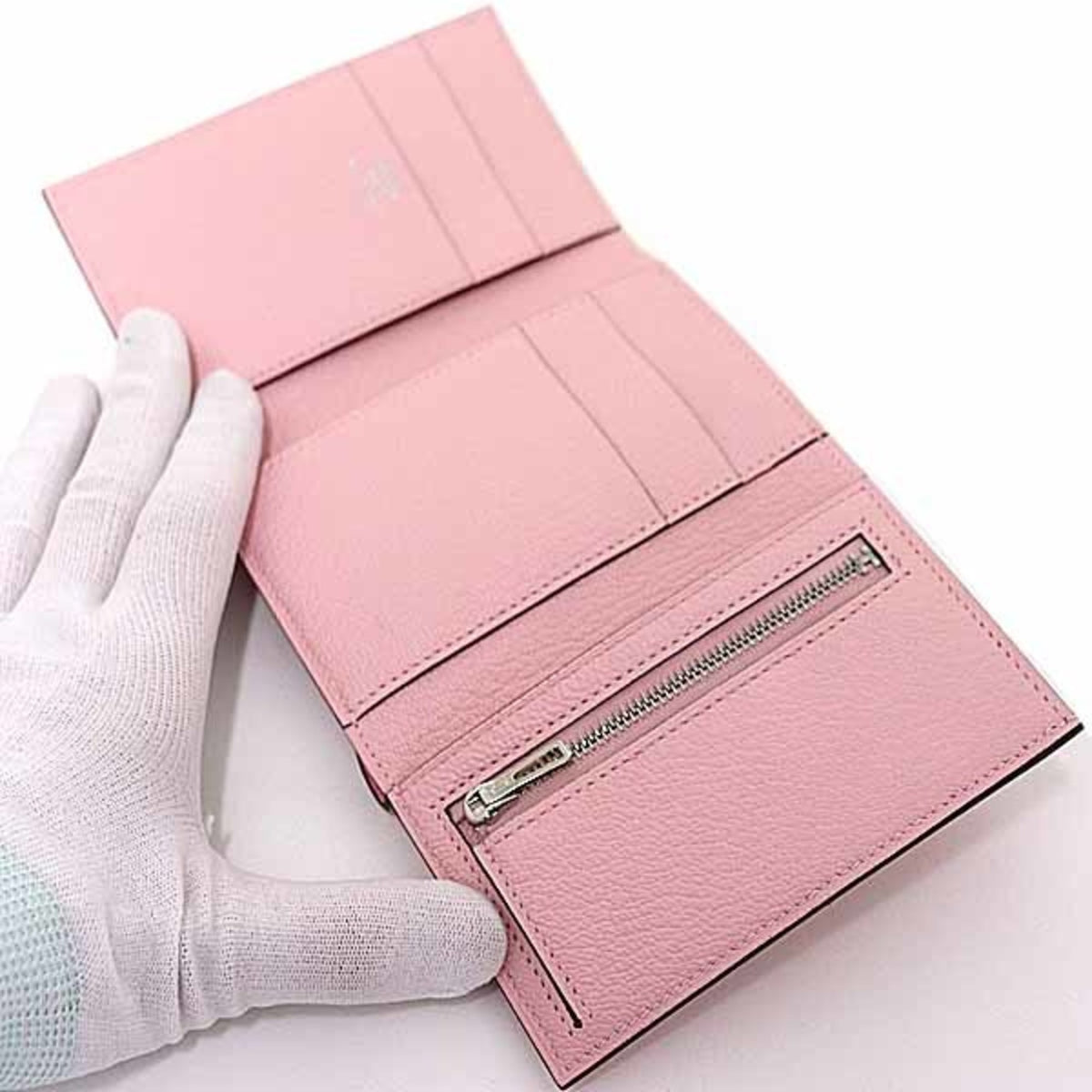 Hermes Pink Chevre Leather Wallet (Tri-Fold) (Pre-Owned)