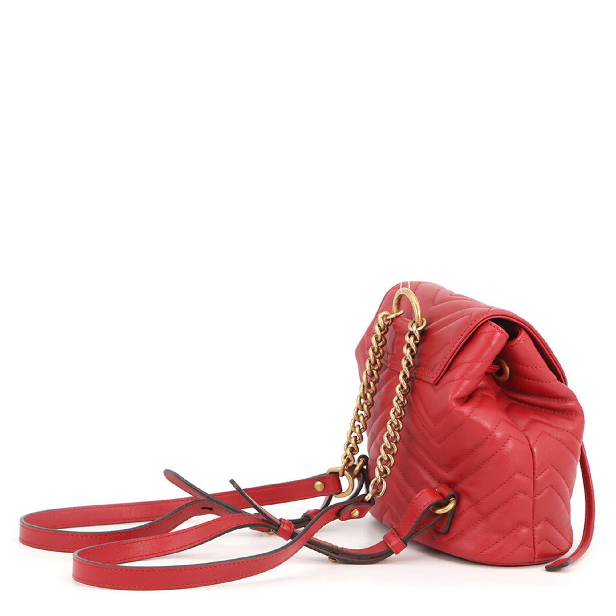 Gucci Red Color Leather Backpack Handbag (Pre-Owned)