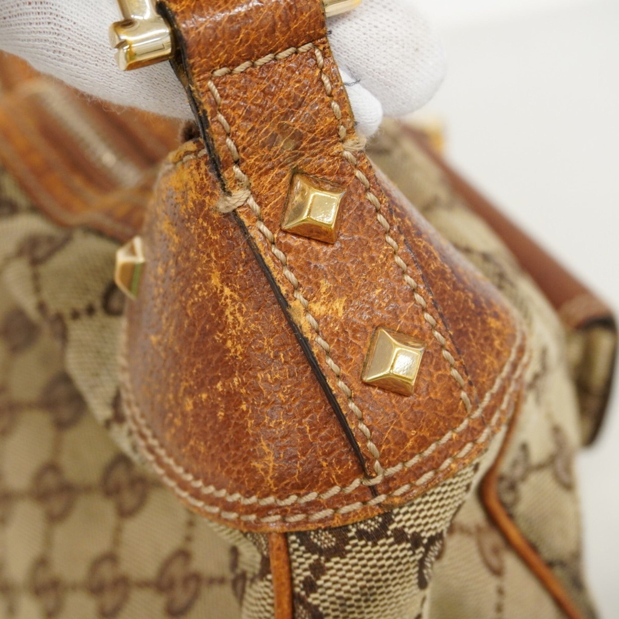 Gucci Brown Canvas Handbag (Pre-Owned)