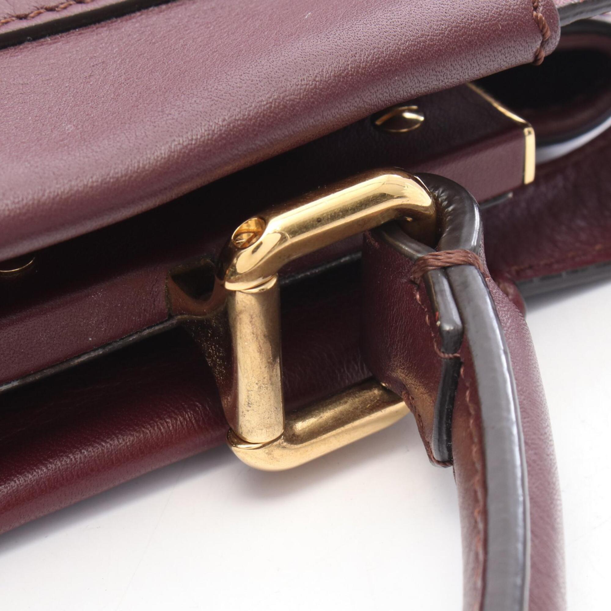 Fendi Bordeaux Leather Handbag (Pre-Owned)