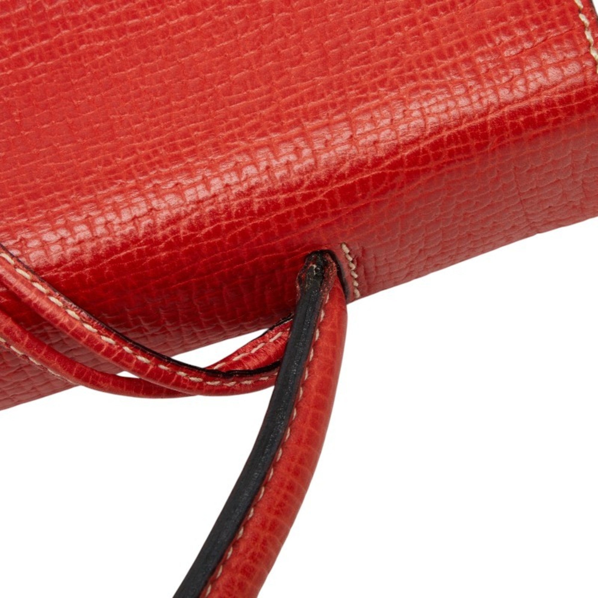 Loewe Red Color Leather Handbag Shoulder Bag (Pre-Owned)