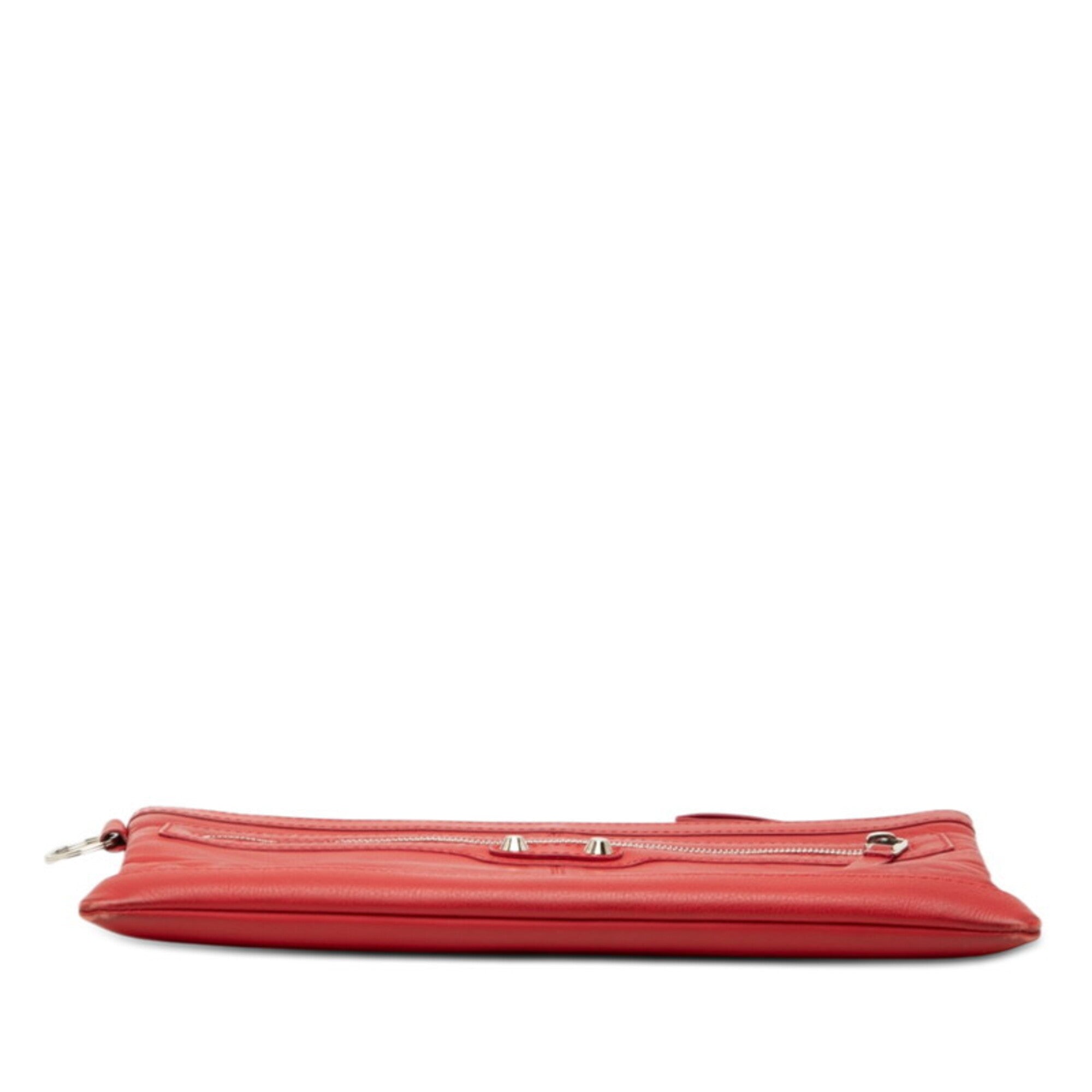 Balenciaga Red Color Leather Clutch Bag (Pre-Owned)