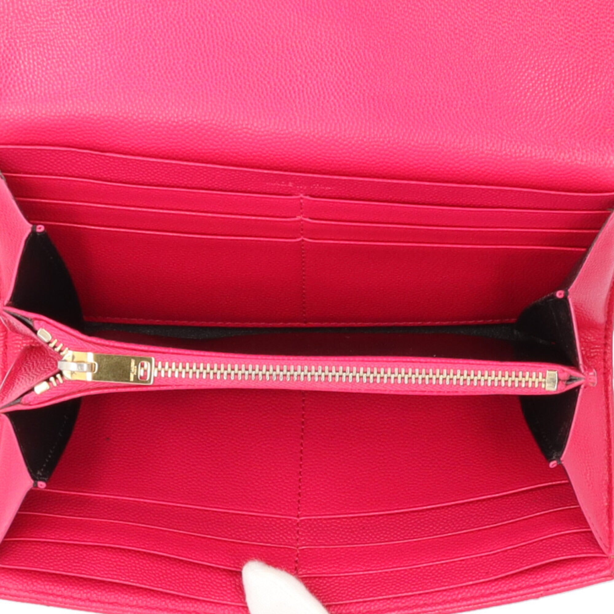 Saint Laurent Pink Leather Long Wallet (Bi-Fold) (Pre-Owned)