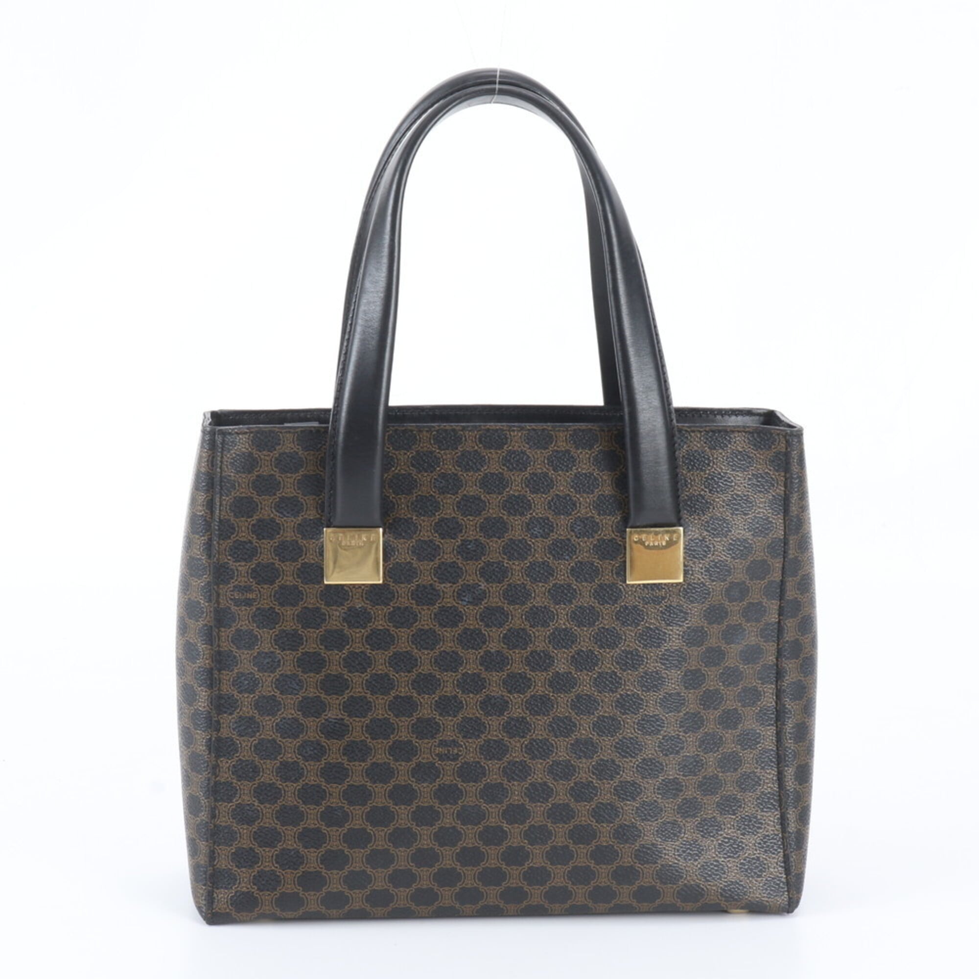 Celine Black Leather Coated Canvas Handbag Tote Bag (Pre-Owned)