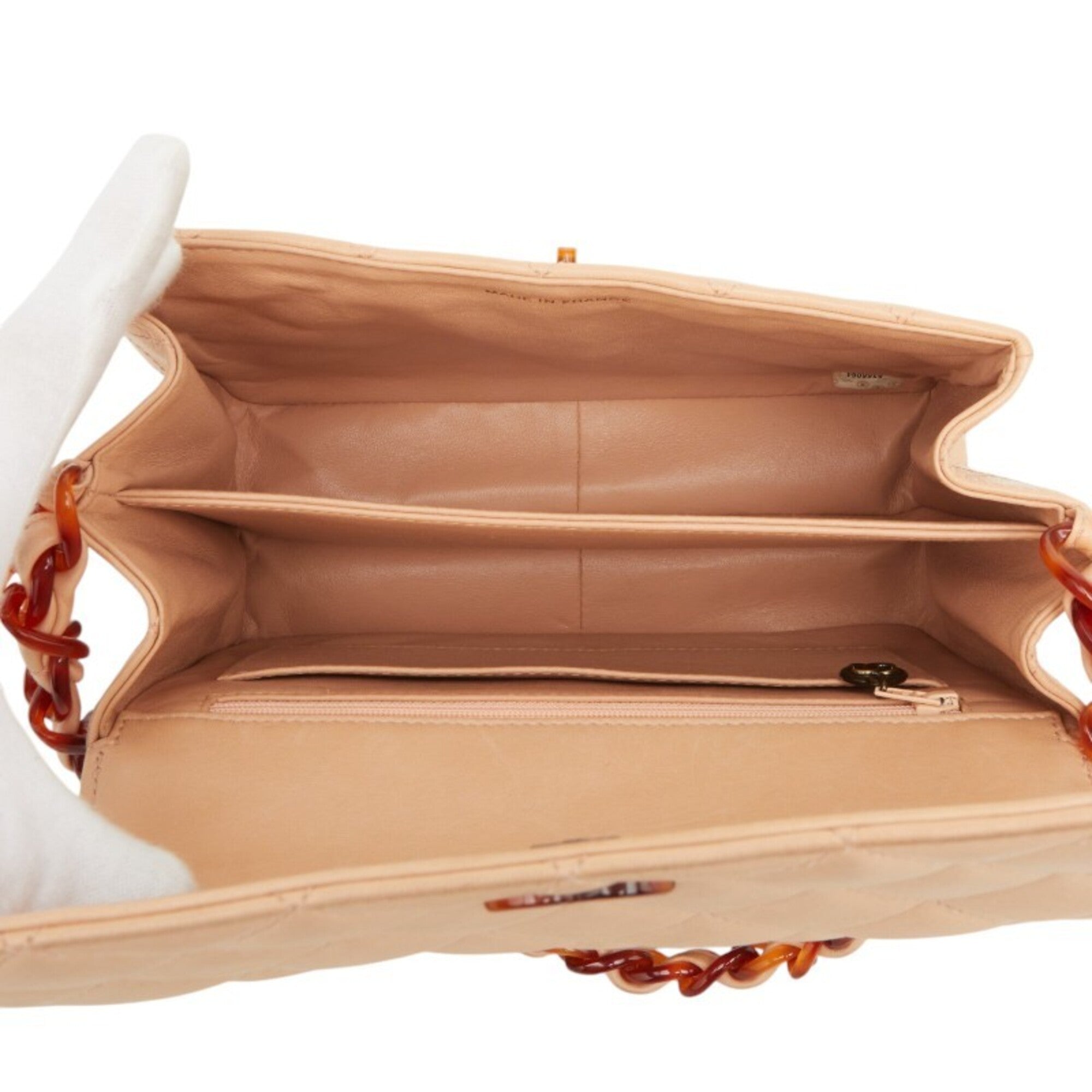 Chanel Beige Pink Leather Plastic Handbag Shoulder Bag (Pre-Owned)