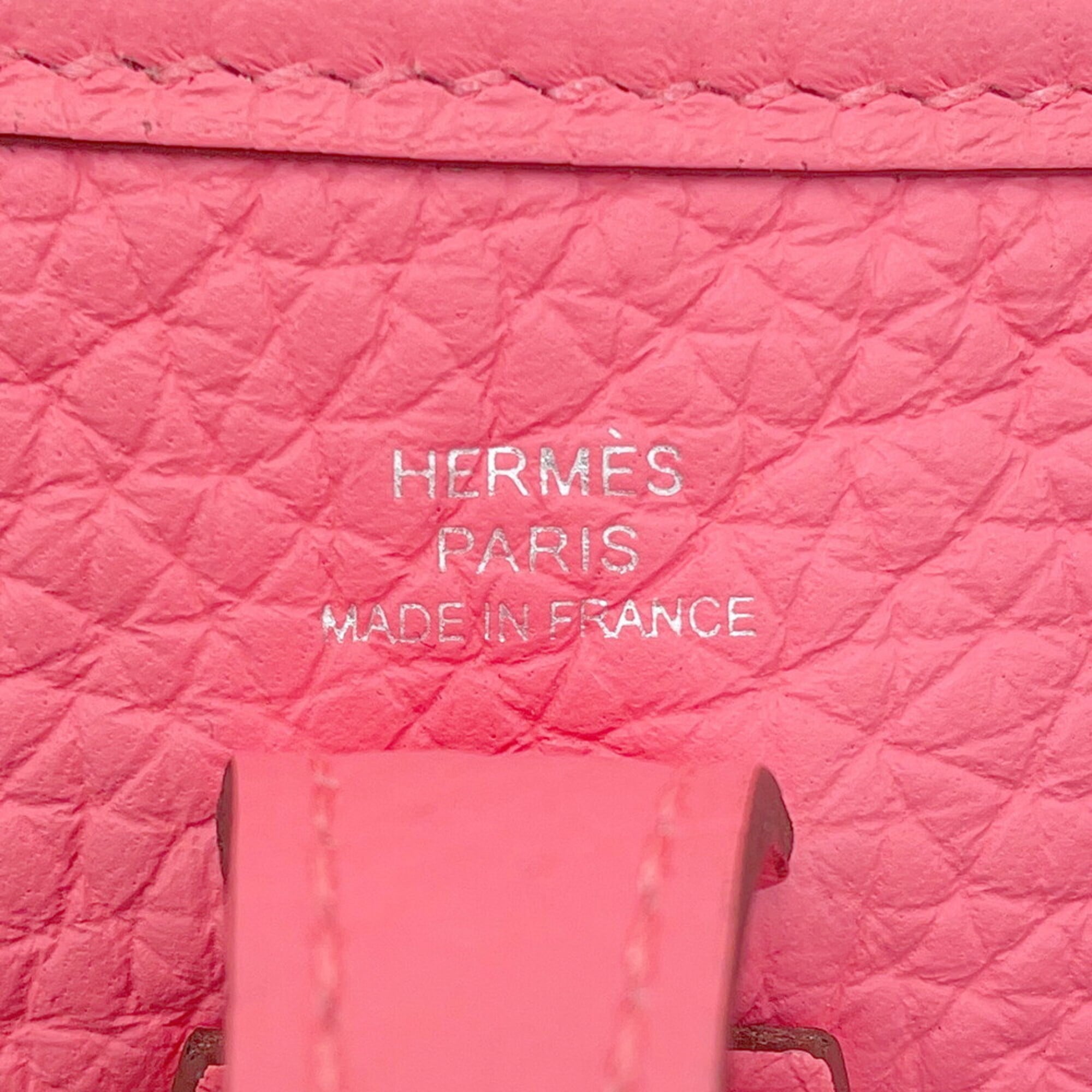 Hermes Red Color Rose Azalee Taurillon Clemence Leather Shoulder Bag (Pre-Owned)