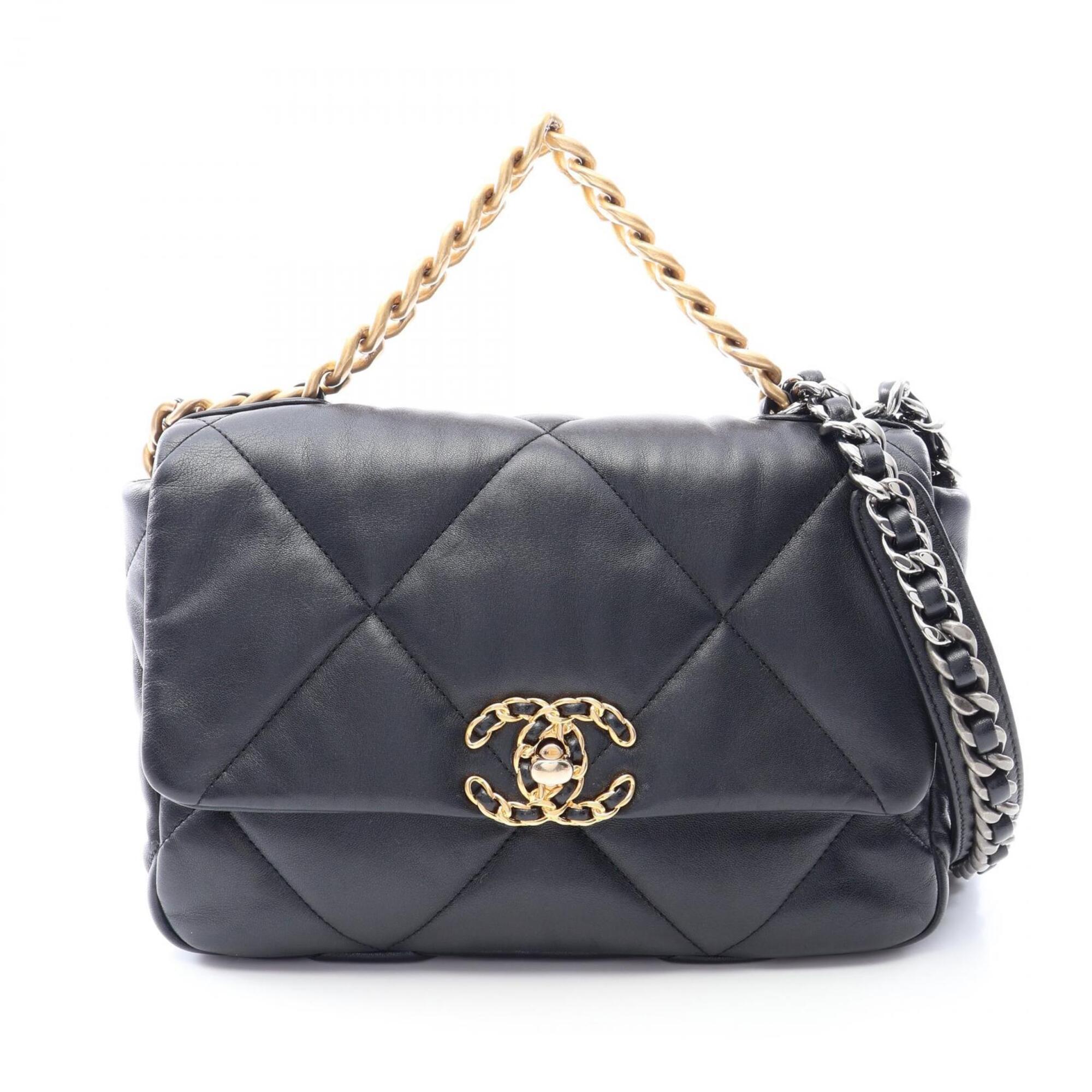 Chanel Black Leather Handbag Shoulder Bag (Pre-Owned)
