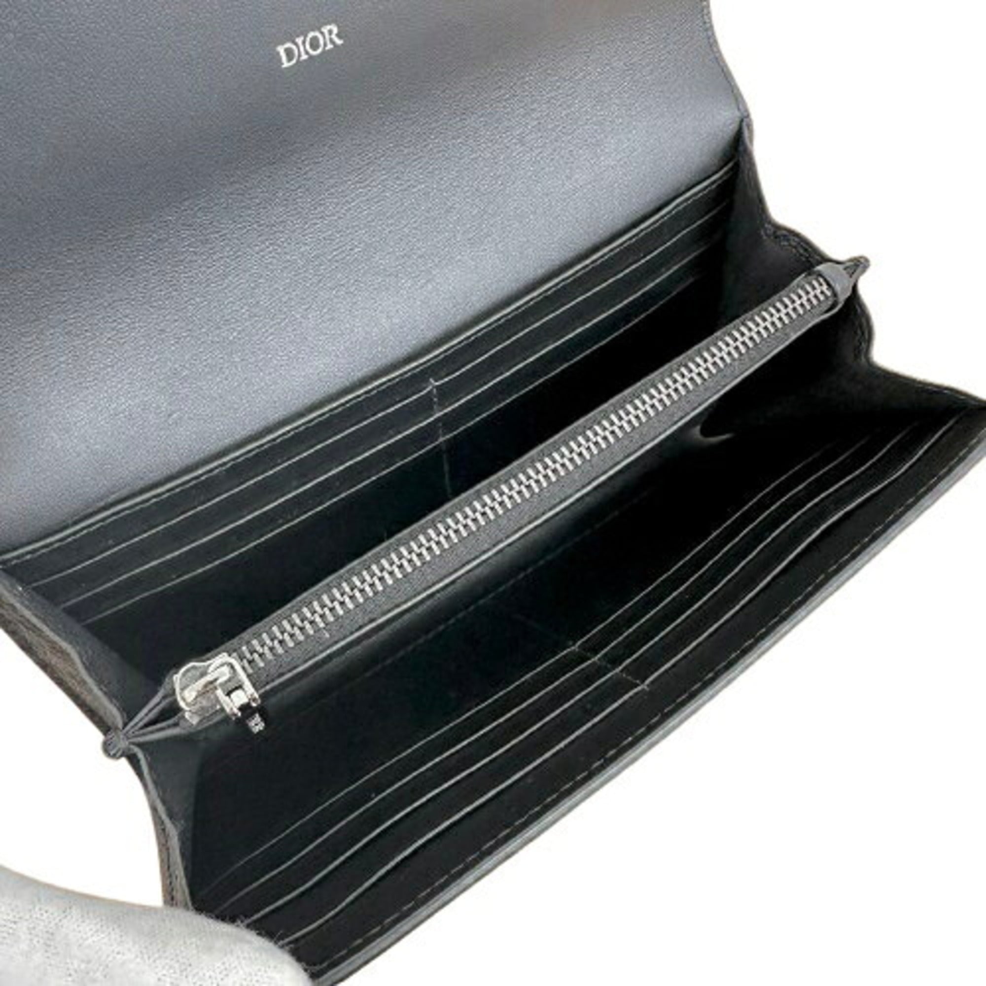 Dior Homme Black Leather Long Wallet (Bi-Fold) (Pre-Owned)