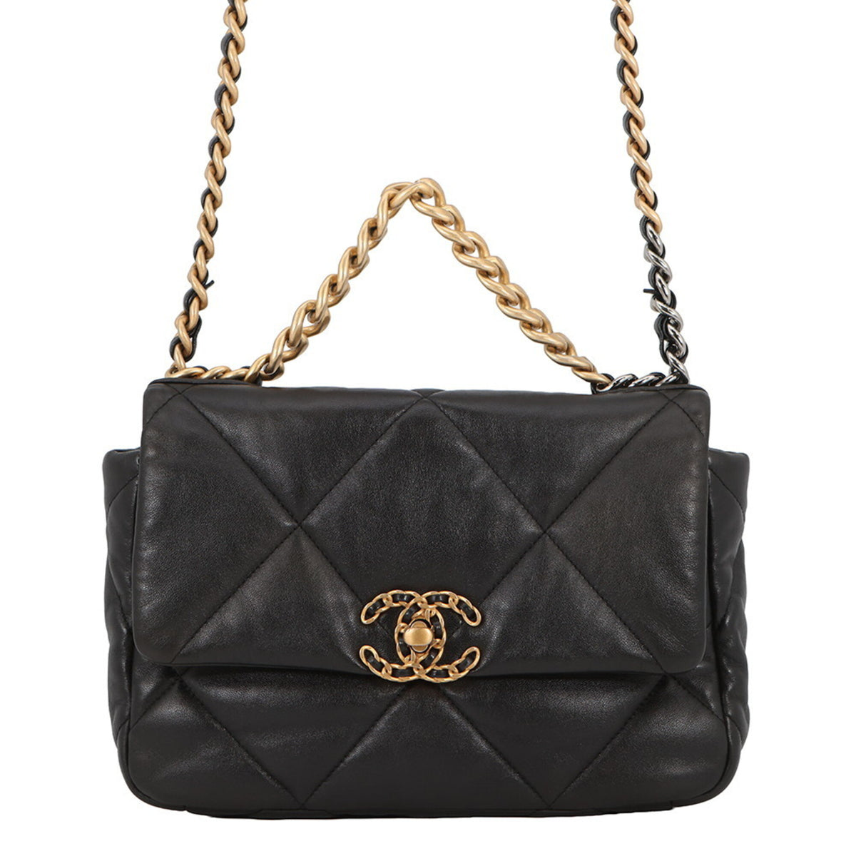 Chanel Black Leather Handbag Shoulder Bag (Pre-Owned)
