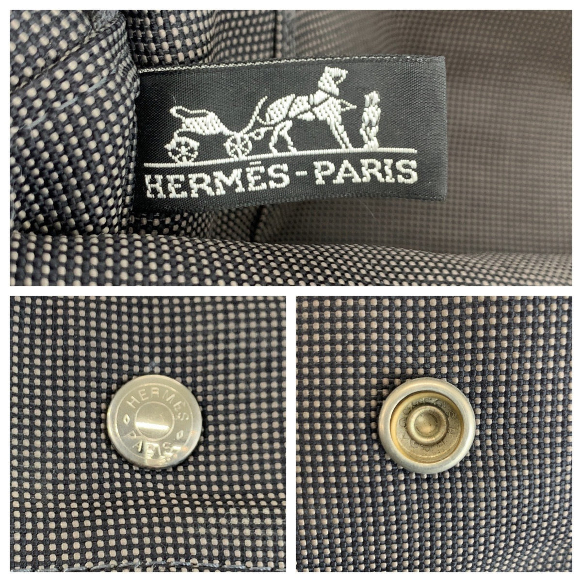 Hermes Gray Polyester Polyamide Handbag Tote Bag (Pre-Owned)