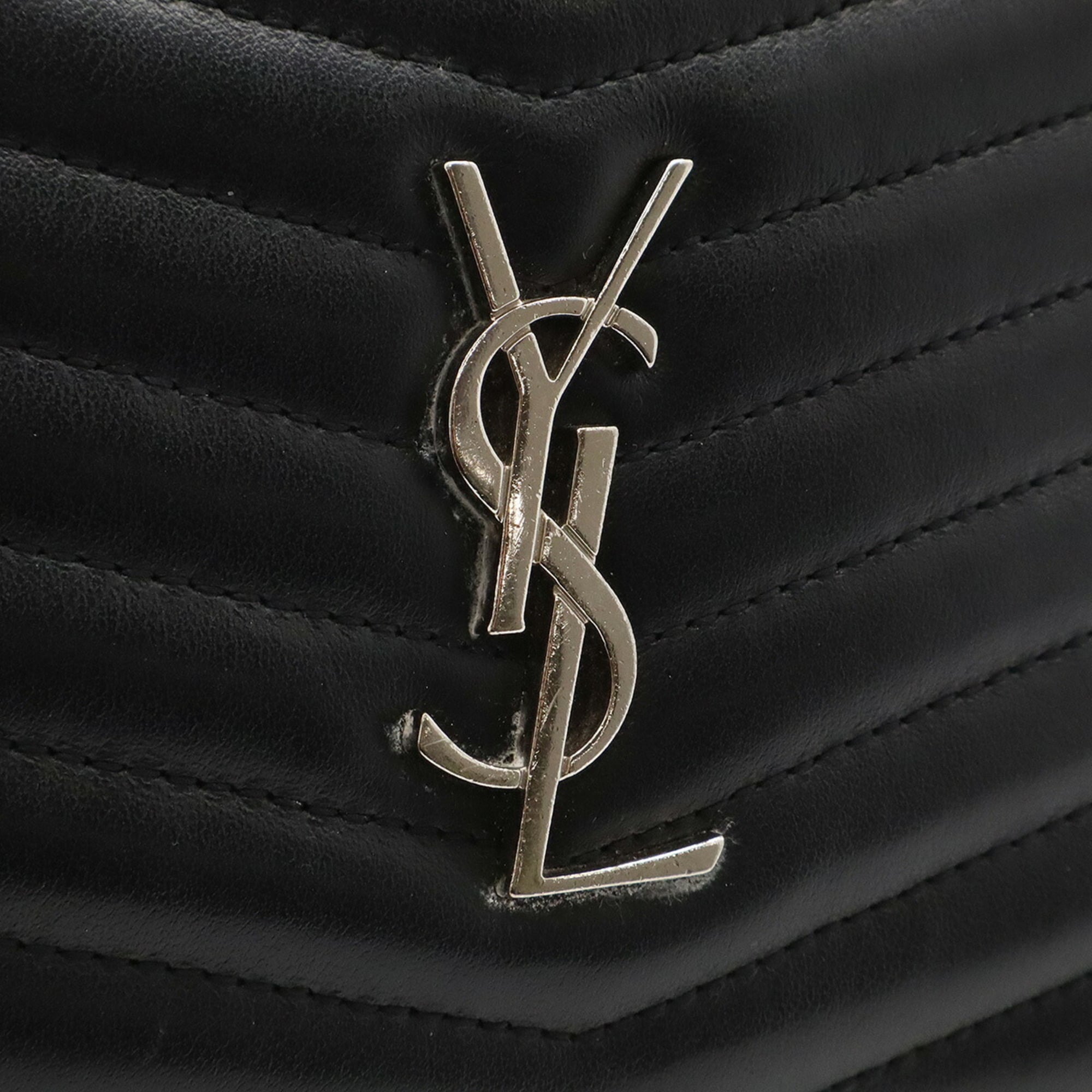 Yves Saint Laurent Black White Leather Shoulder Bag (Pre-Owned)