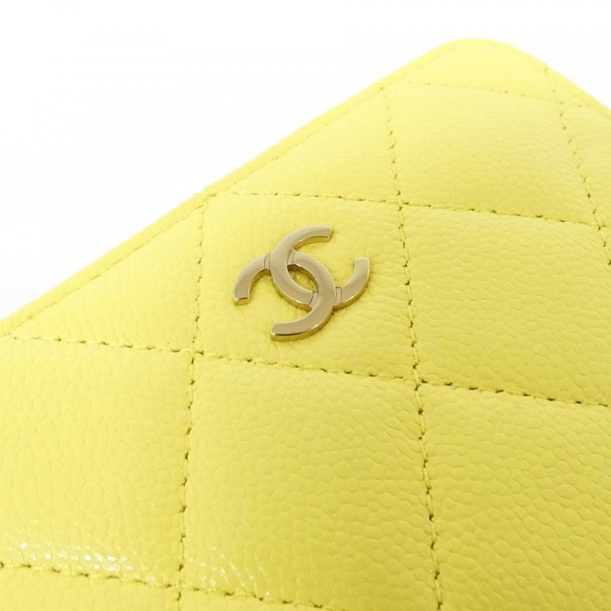 Chanel Yellow Grained Calfskin Wallet (Bi-Fold) (Pre-Owned)