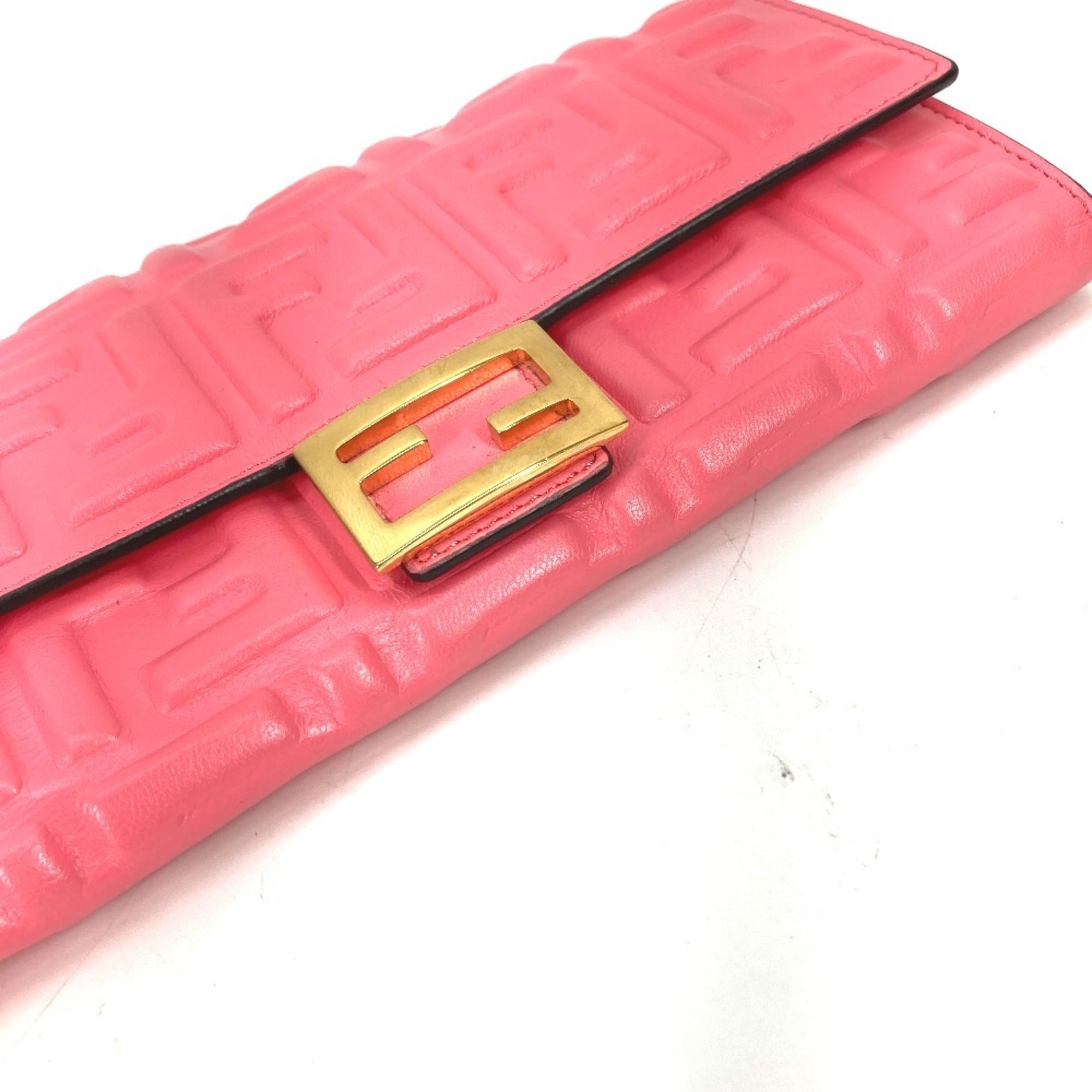 Fendi Pink Leather Long Wallet (Bi-Fold) (Pre-Owned)