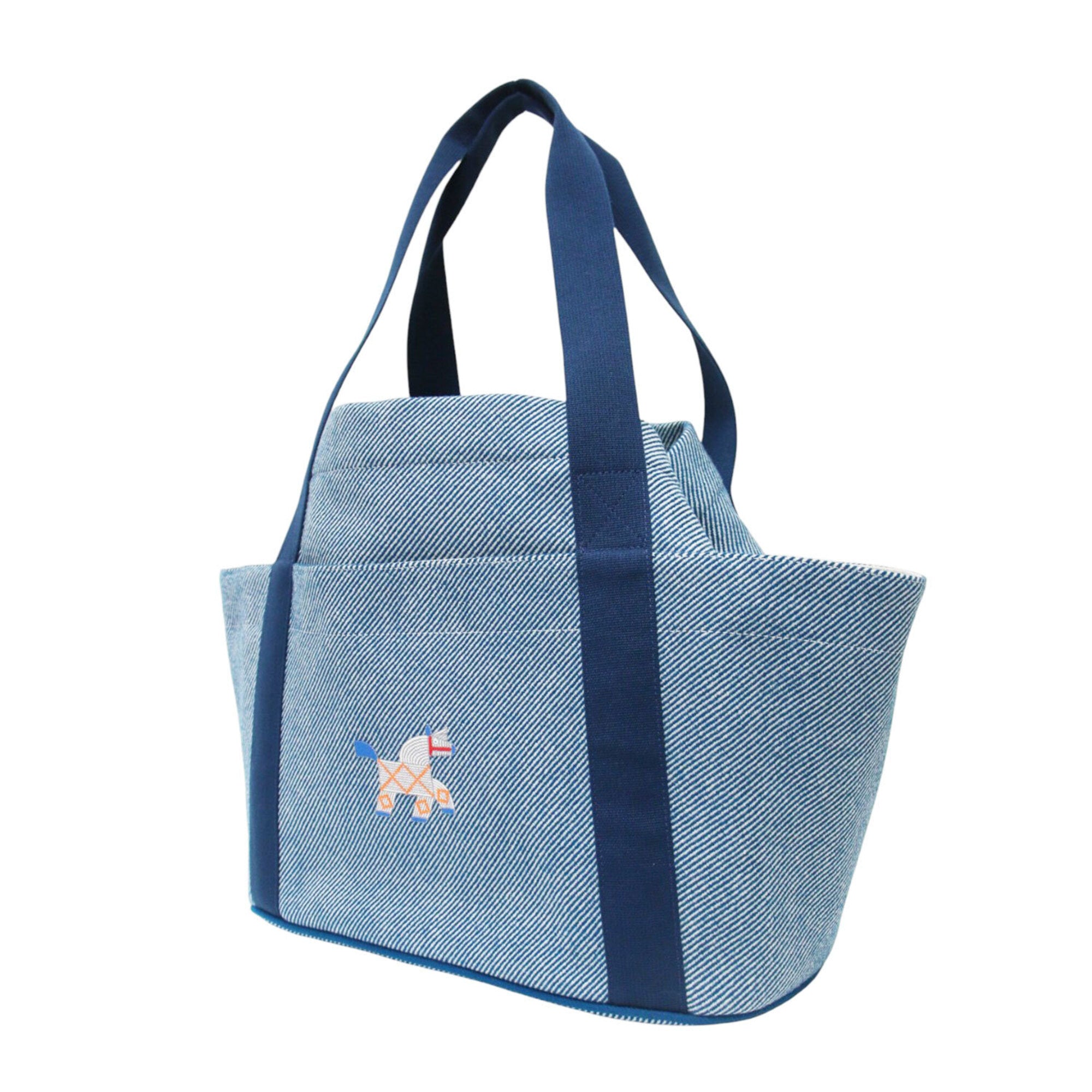 Hermes Blue Wool Cotton Polyester Linen Tote Bag (Pre-Owned)