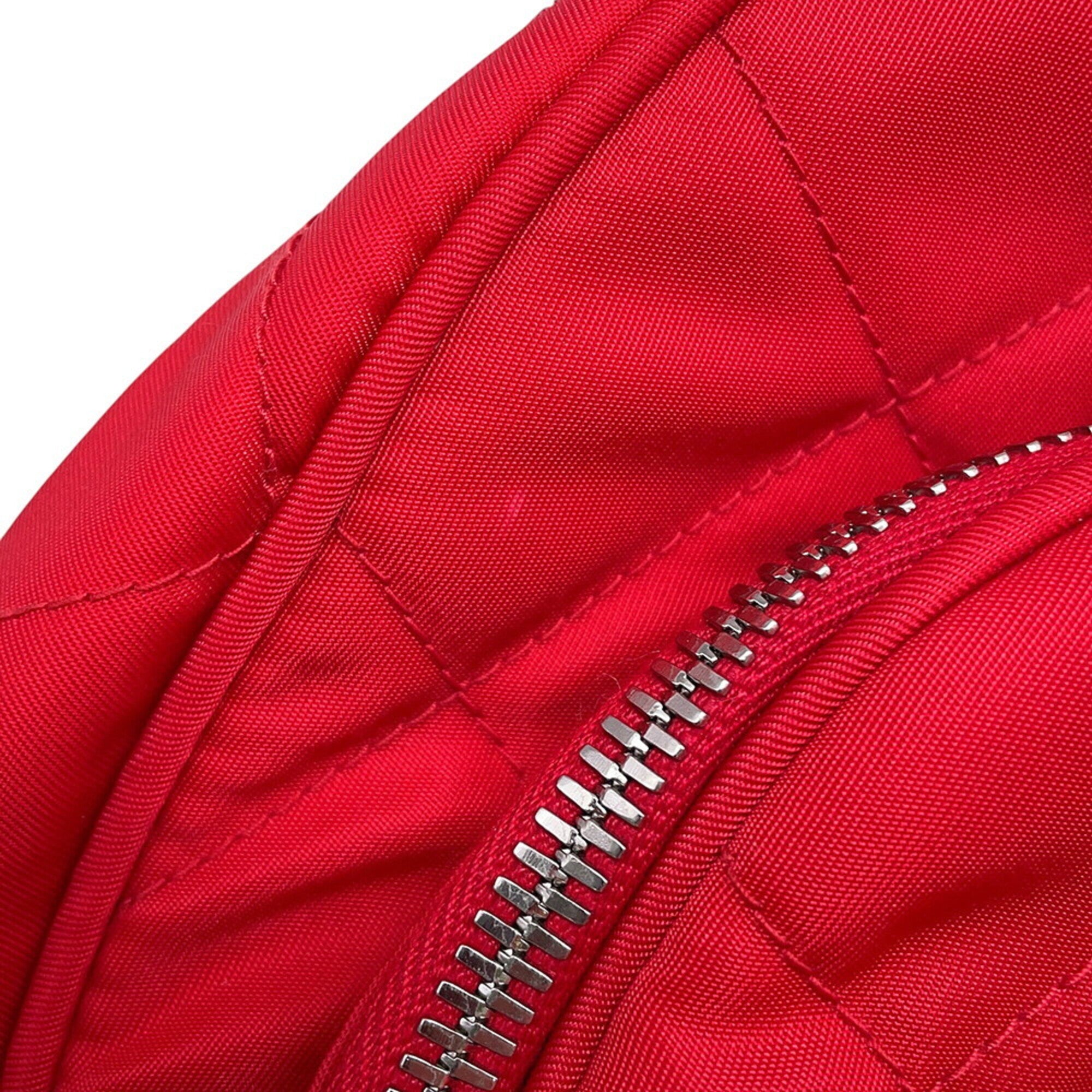 Prada Red Color Nylon Leather Backpack (Pre-Owned)