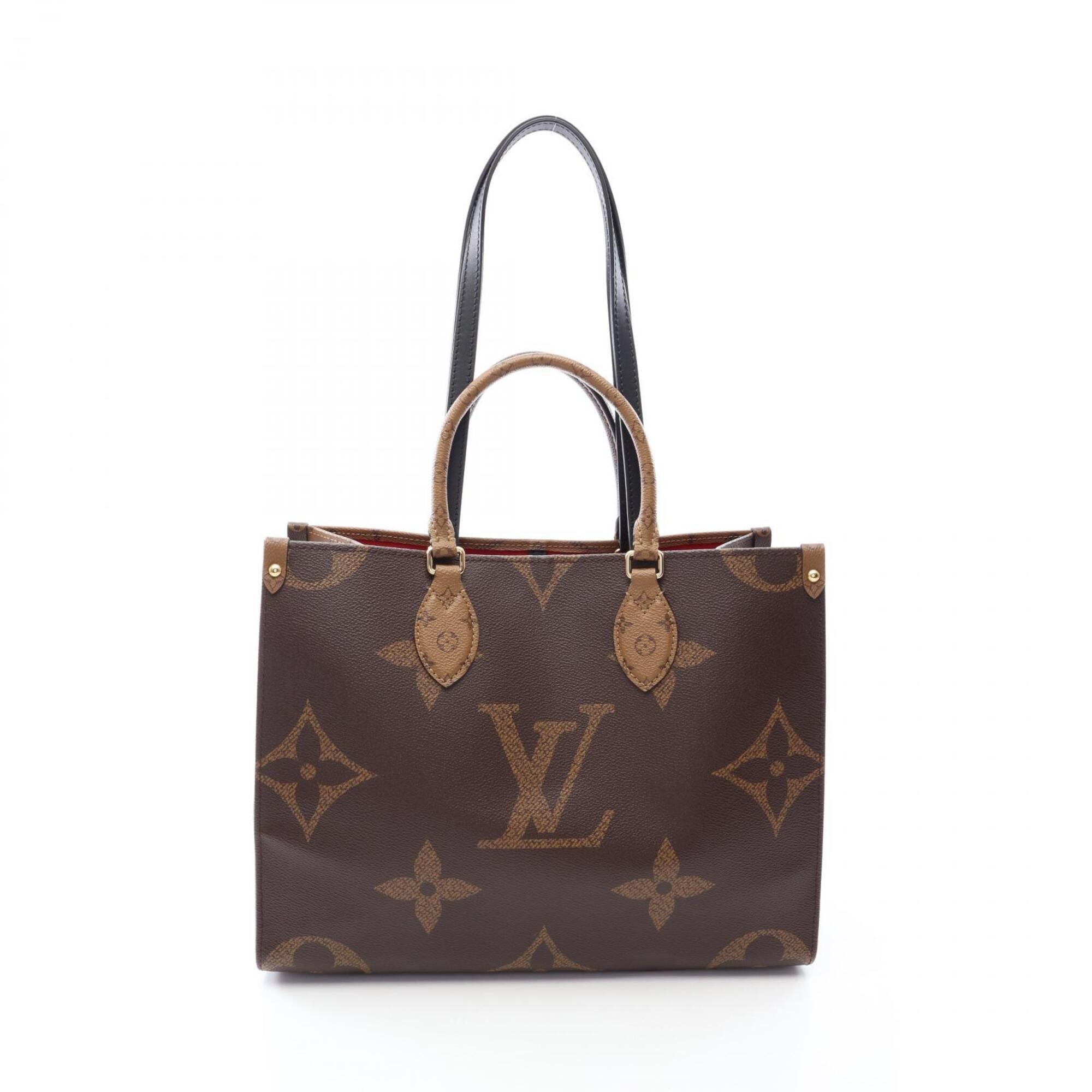 Louis Vuitton Beige Brown Coated Canvas Leather Handbag Tote Bag (Pre-Owned)