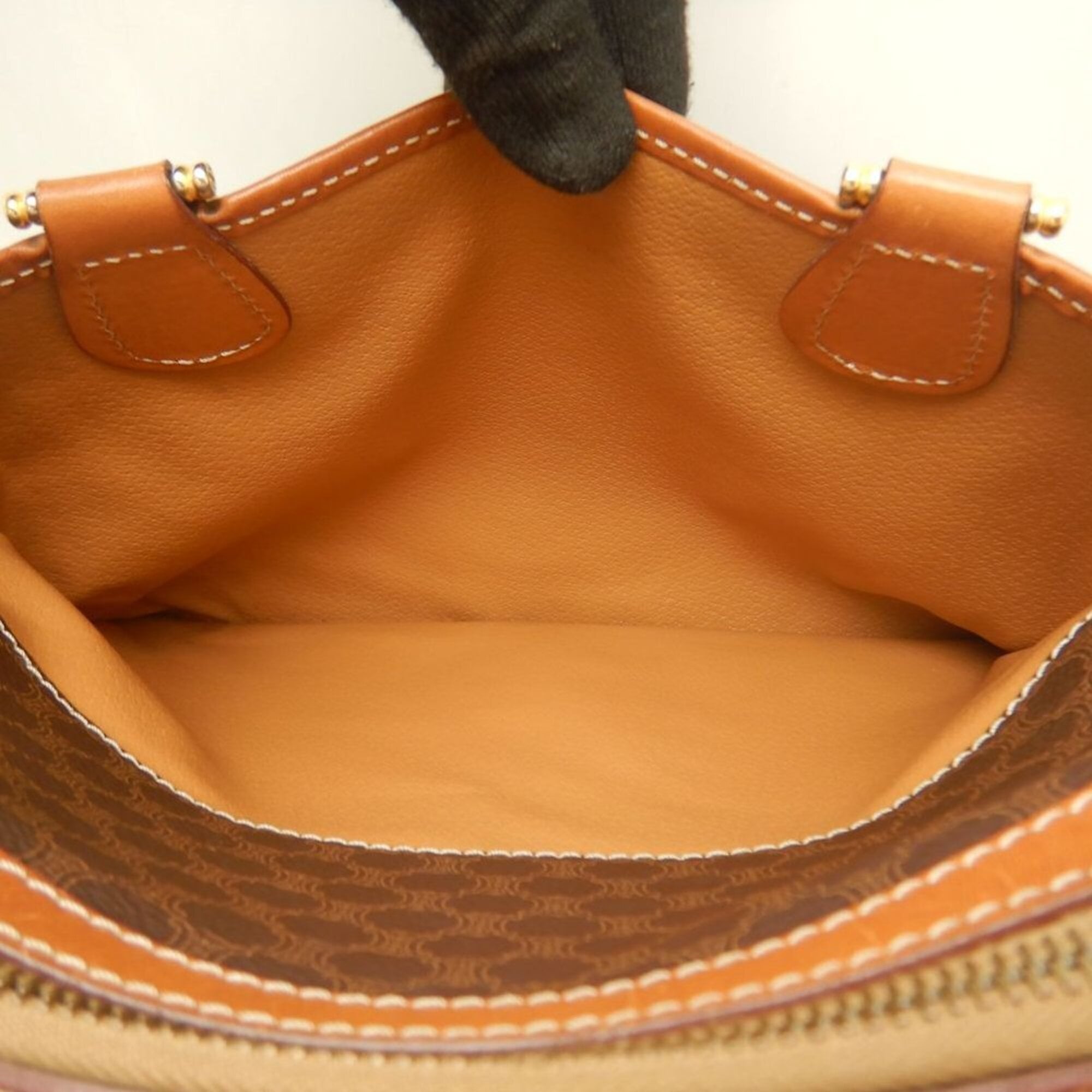 Celine Macadam Brown Coated Canvas Leather Handbag (Pre-Owned)