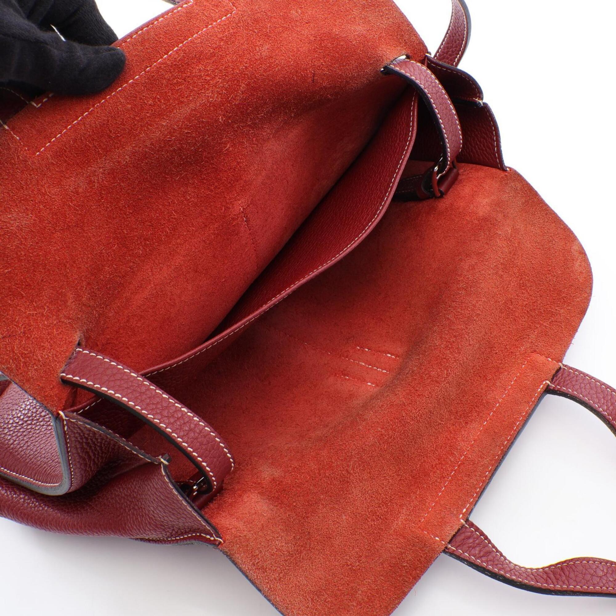 Hermes Bordeaux Rouge H Taurillon Clemence Leather Handbag (Pre-Owned)