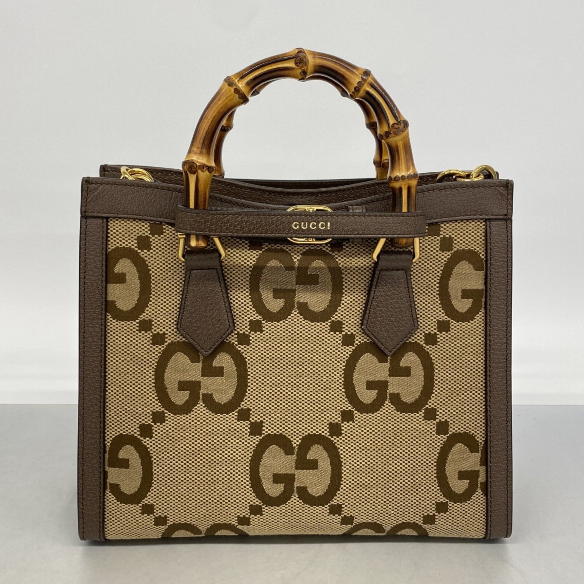 Gucci Brown Canvas Leather Handbag (Pre-Owned)