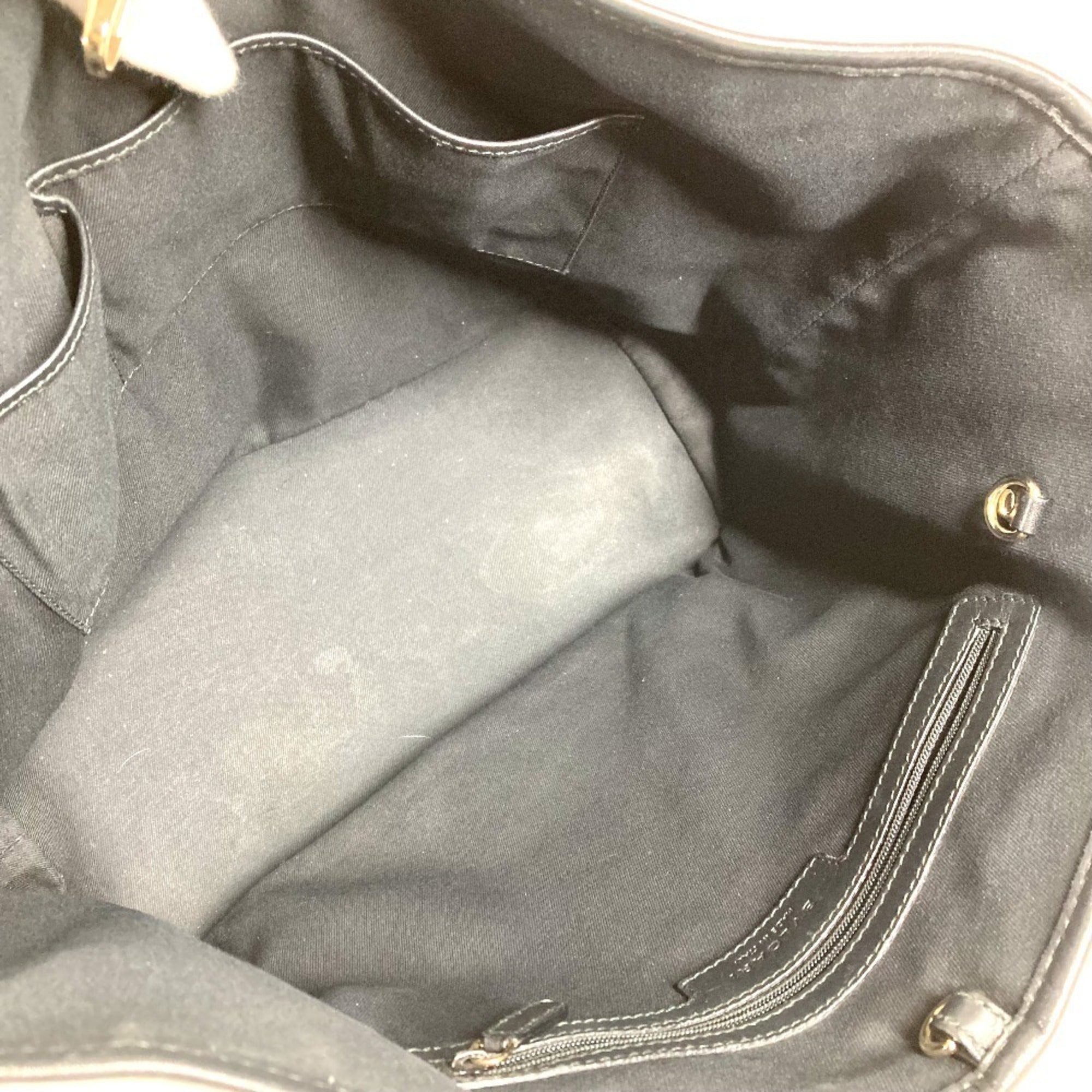 Bvlgari Black Gray Coated Canvas Leather Shoulder Bag Tote Bag (Pre-Owned)
