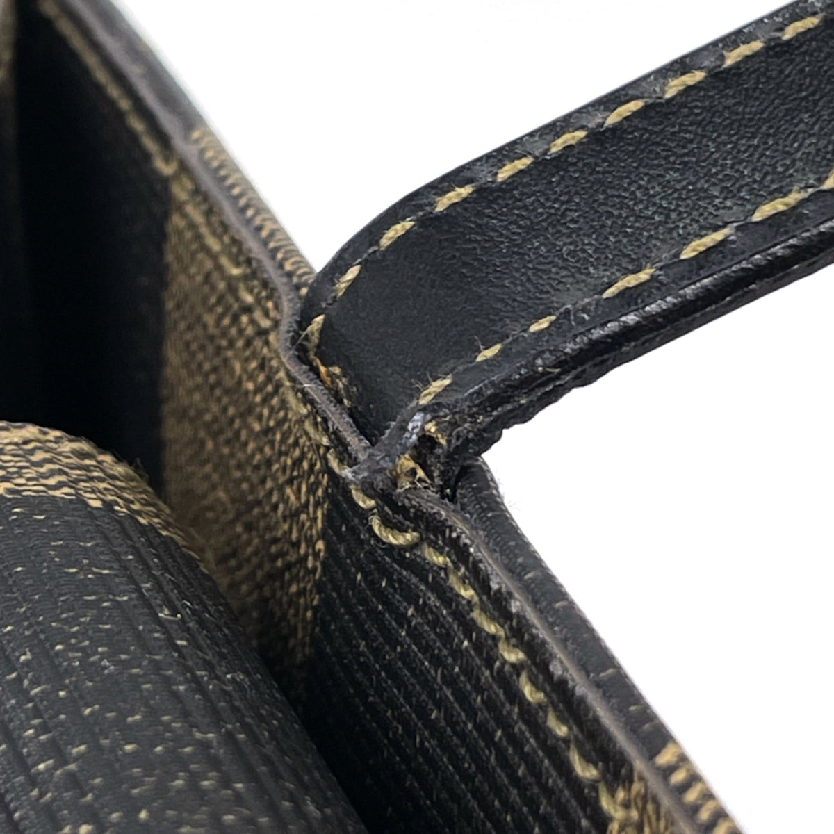 Fendi Pequin Black Brown Coated Canvas Leather Handbag (Pre-Owned)