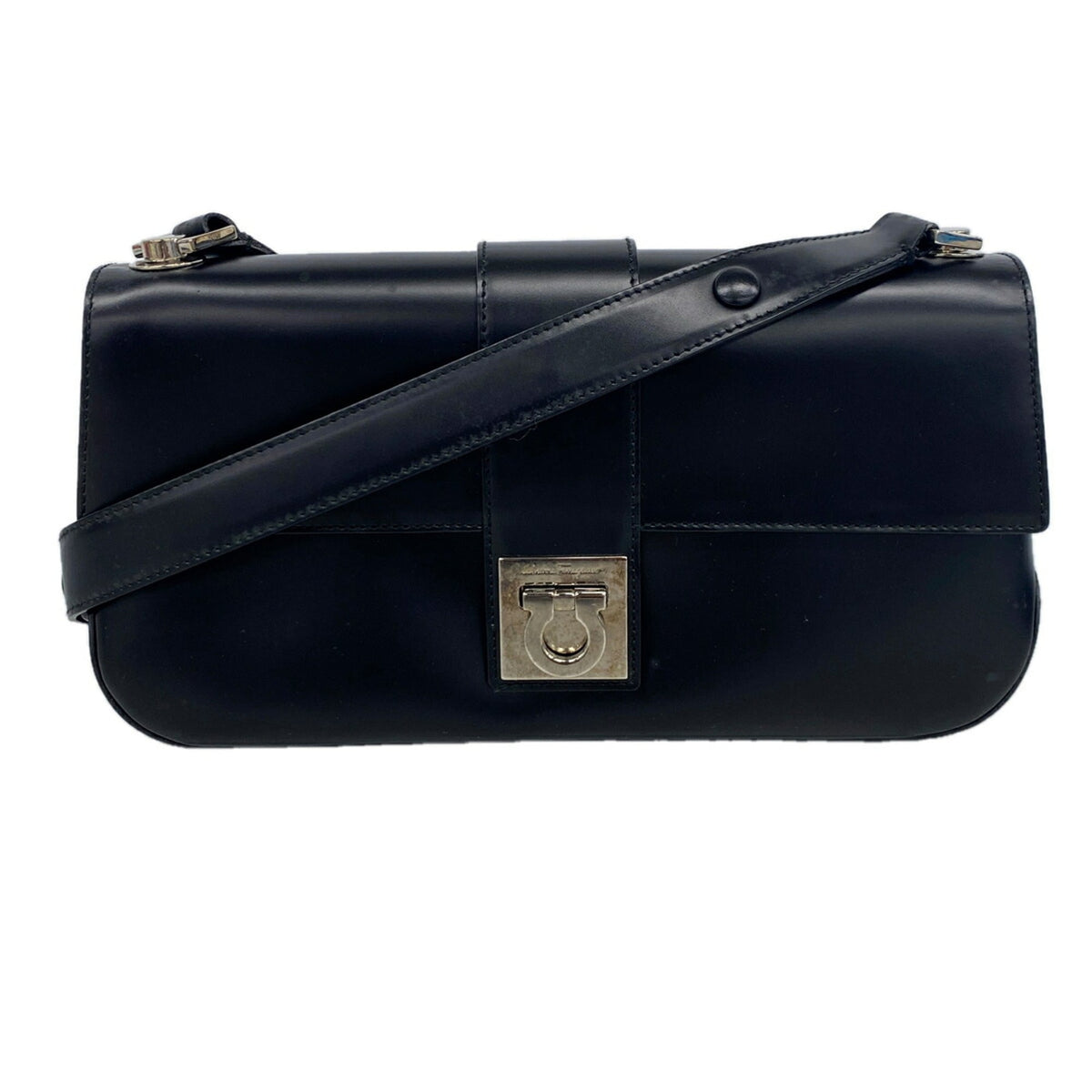 Salvatore Ferragamo Black Leather Shoulder Bag (Pre-Owned)