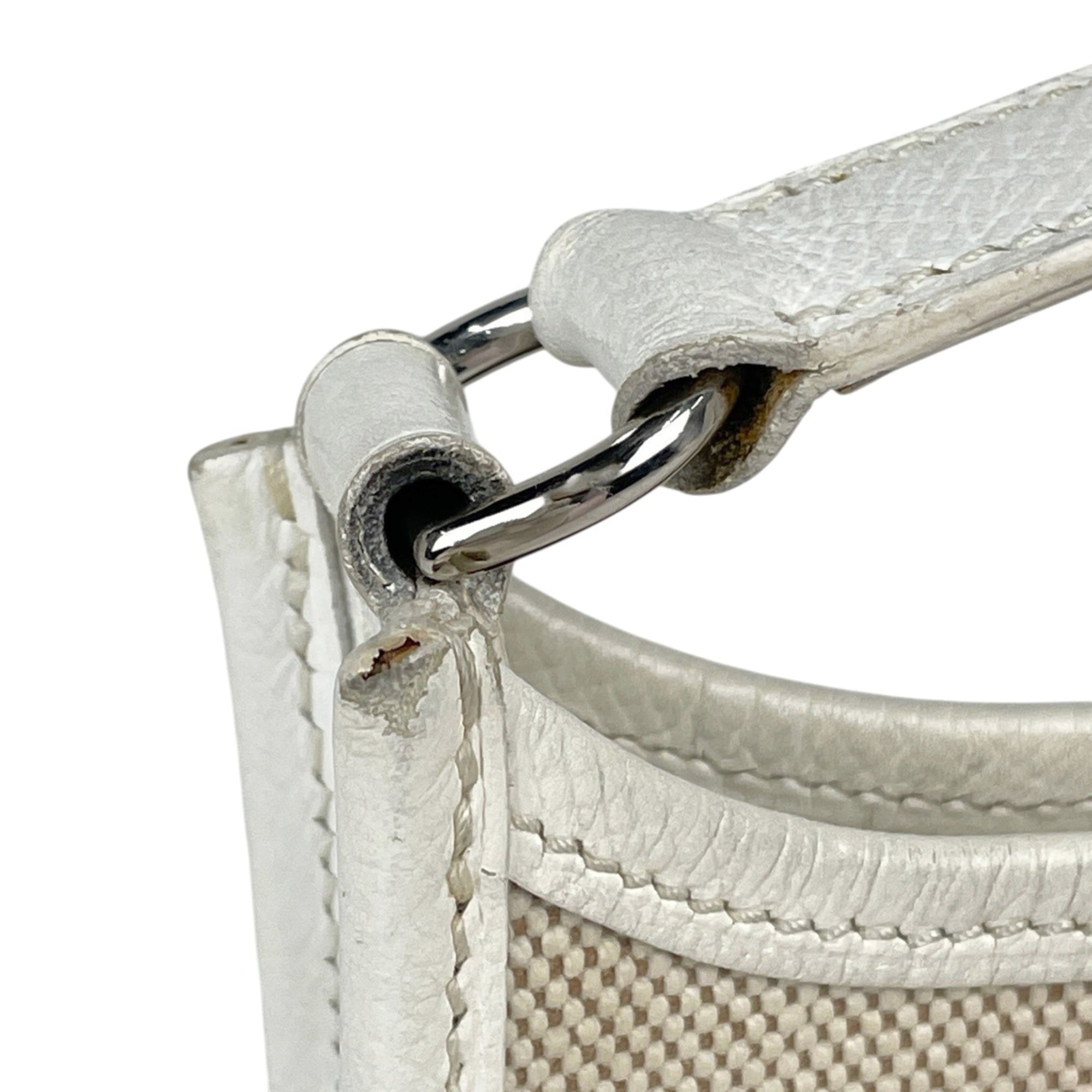 Hermes Natural White Toile H Leather Pochette Shoulder Bag (Pre-Owned)