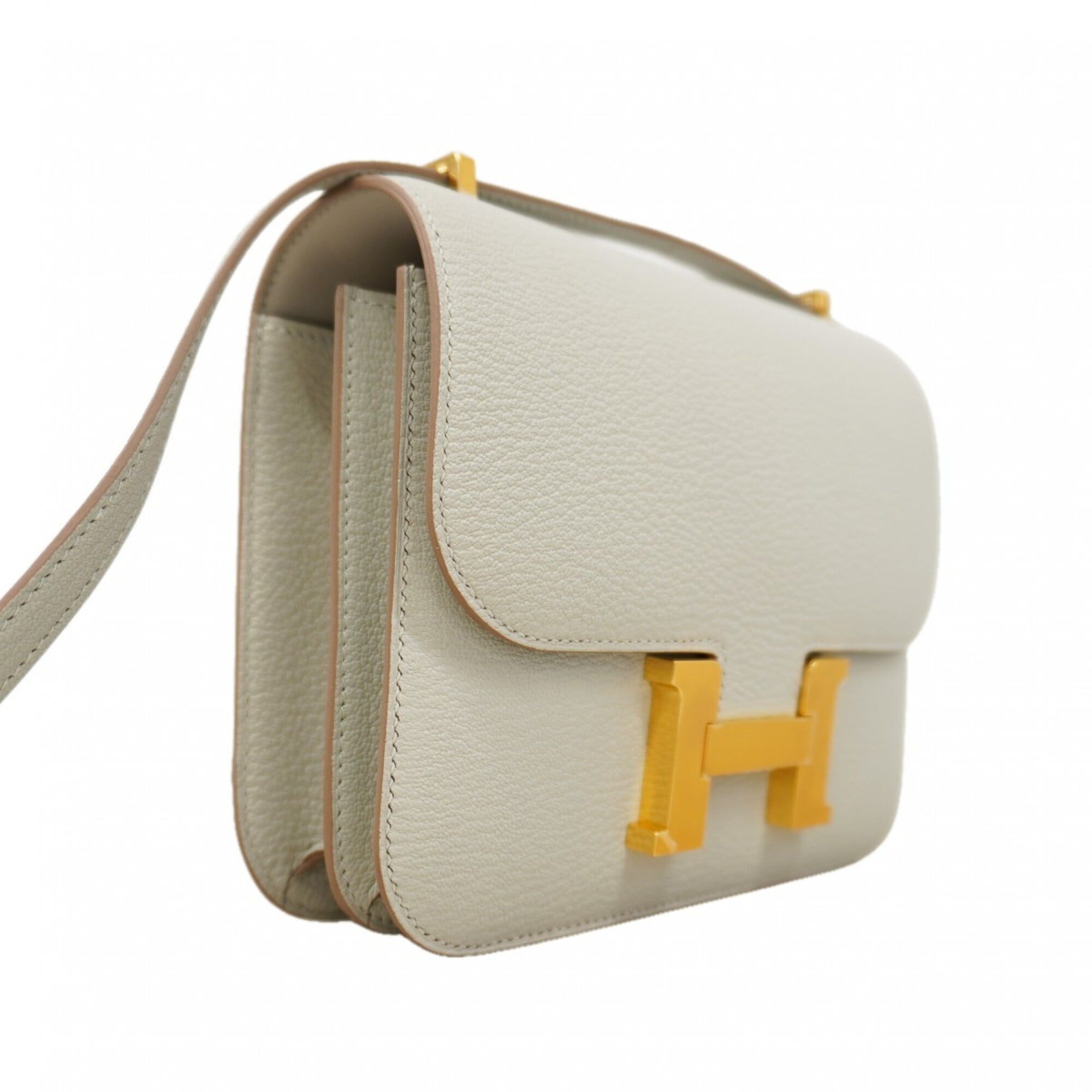 Hermes Gray Chevre Myzore Leather Shoulder Bag (Pre-Owned)