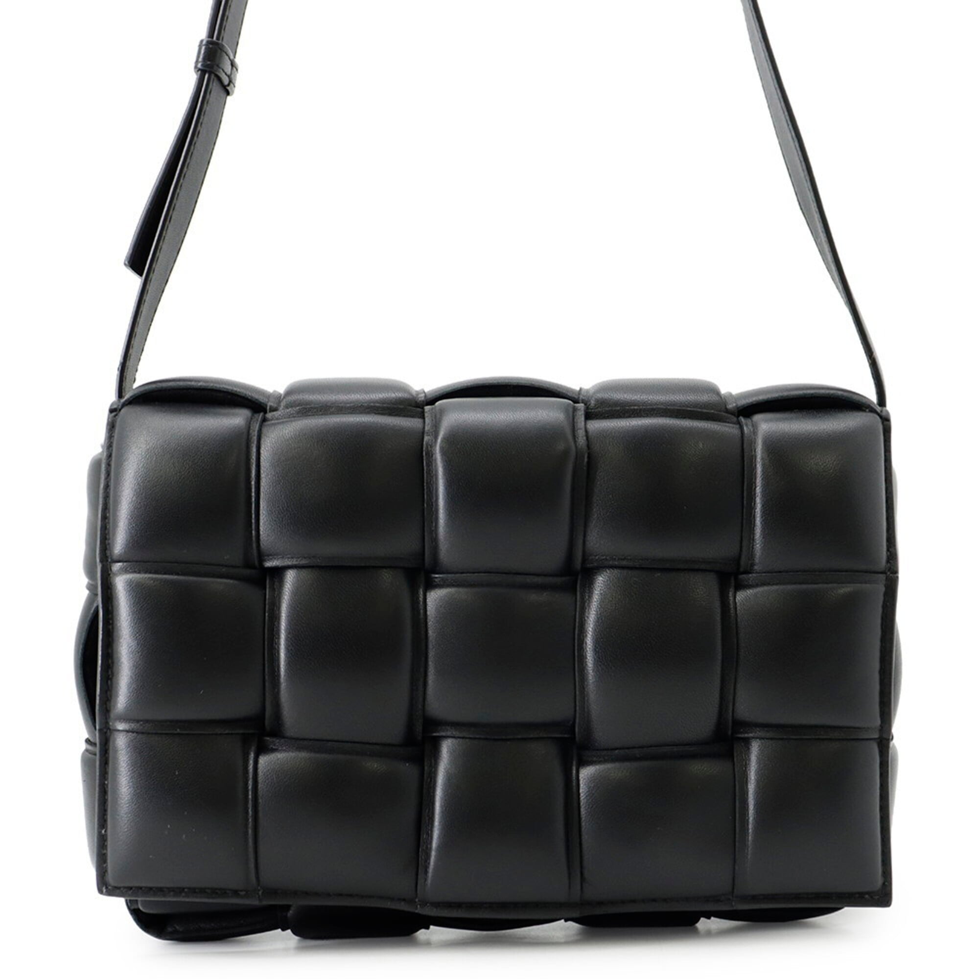 Bottega Veneta Black Leather Handbag Shoulder Bag (Pre-Owned)