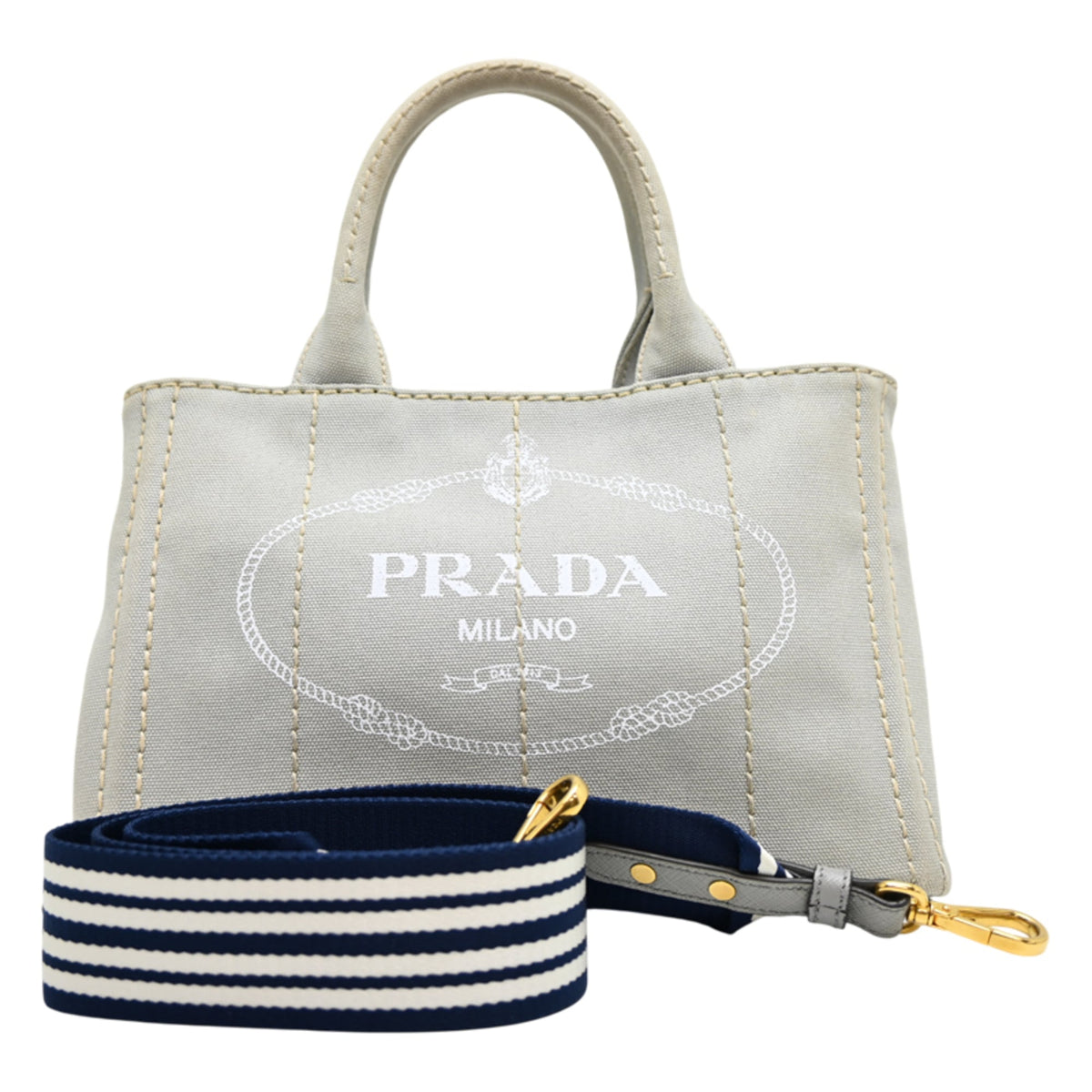 Prada Light Gray Denim Handbag (Pre-Owned)