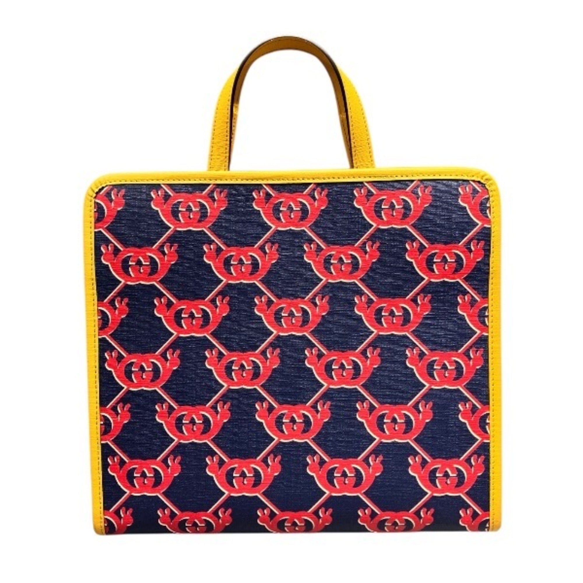 Gucci Navy Yellow Pvc Handbag Tote Bag (Pre-Owned)