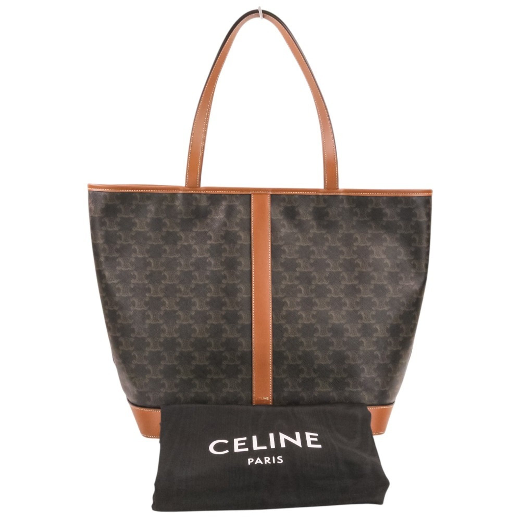 Celine Cabas Black Brown Leather Shoulder Bag Tote Bag (Pre-Owned)