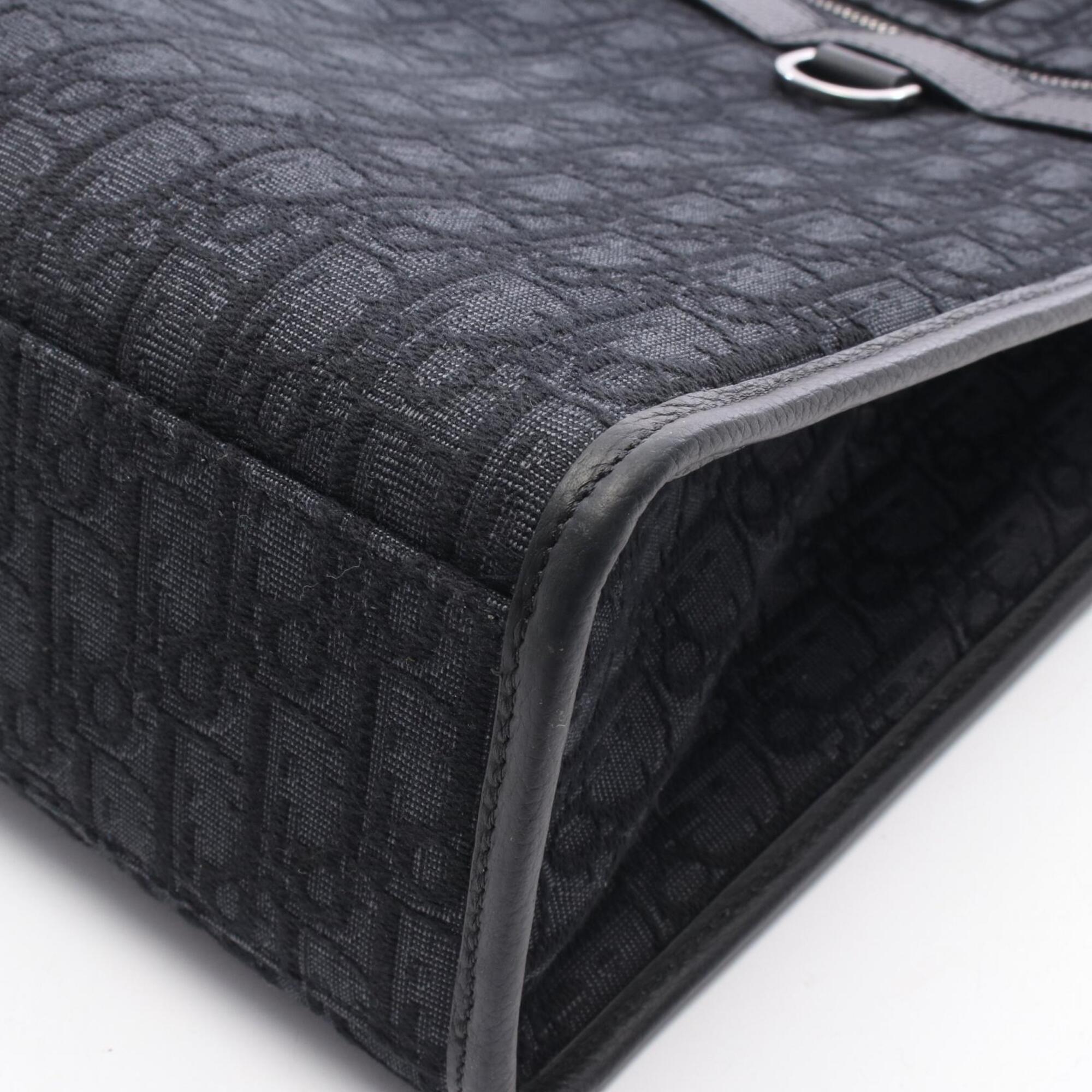 Christian Dior Black Canvas Leather Handbag Tote Bag (Pre-Owned)