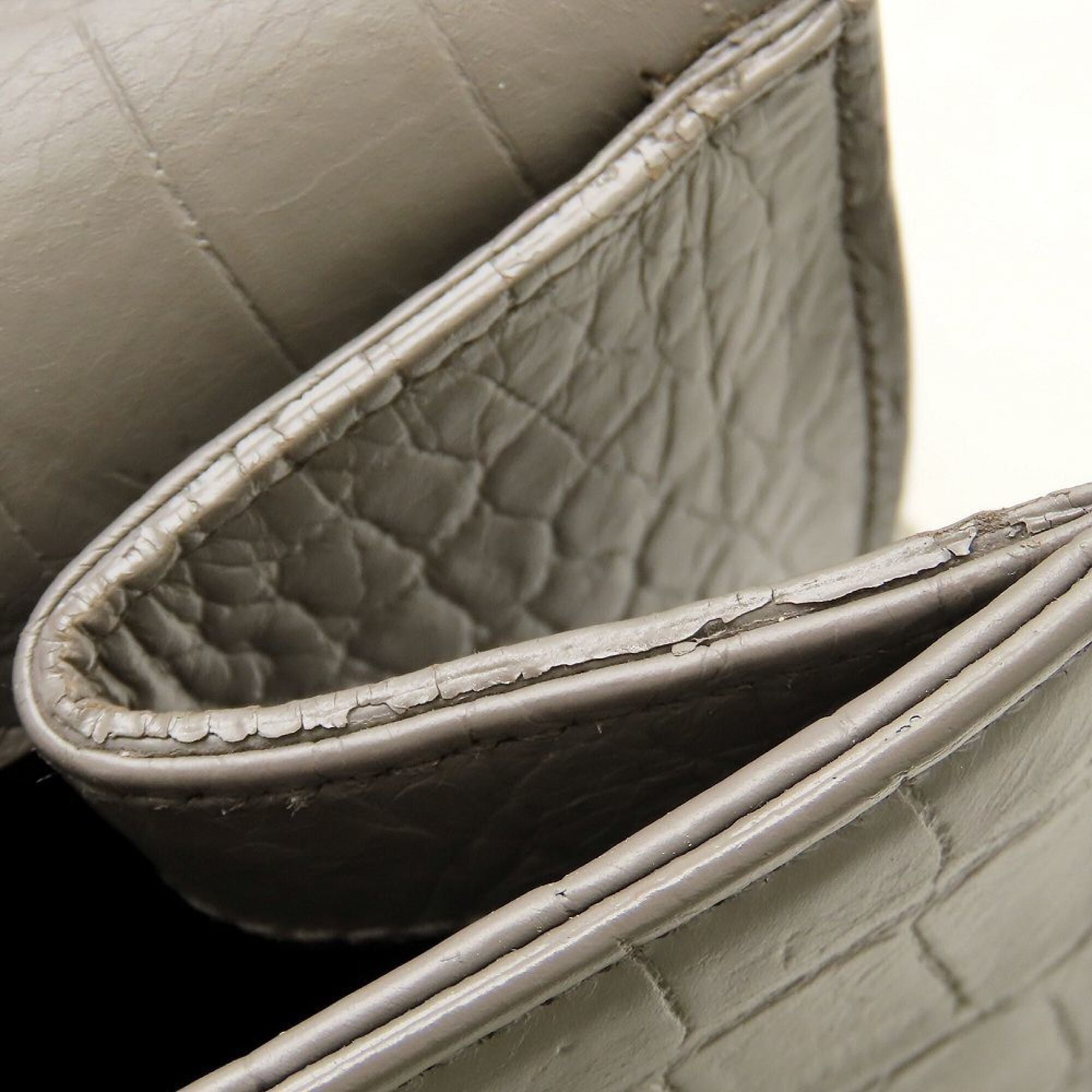 Yves Saint Laurent Gray Leather Shoulder Bag (Pre-Owned)