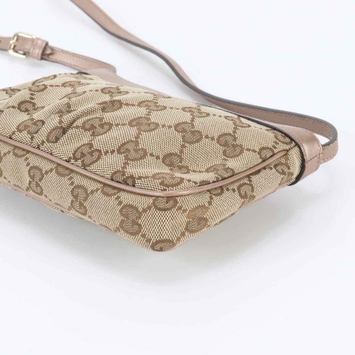 Gucci Beige Leather Canvas Crossbody Bag Shoulder Bag (Pre-Owned)