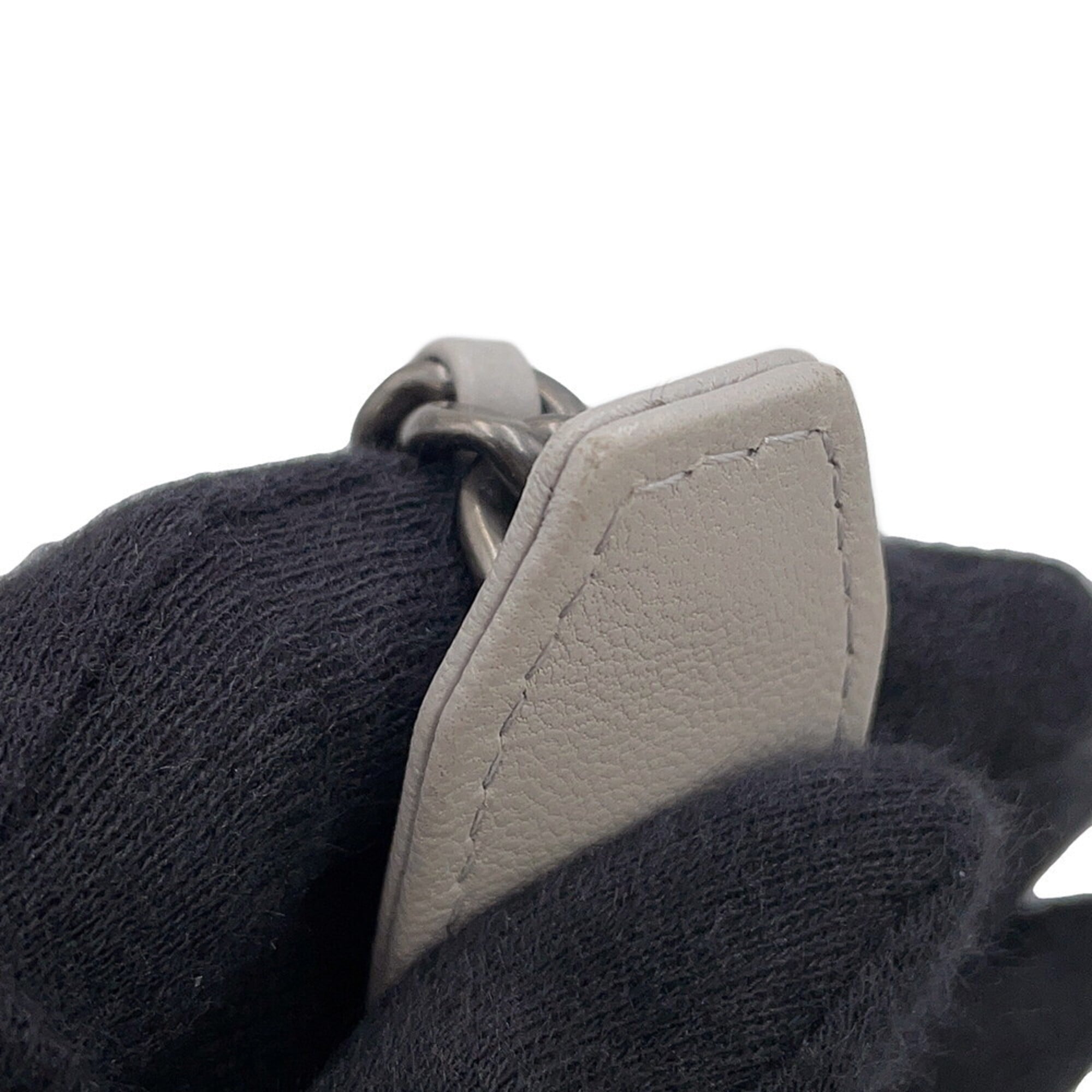 Chanel Gray Leather Chain/Shoulder Wallet (Pre-Owned)